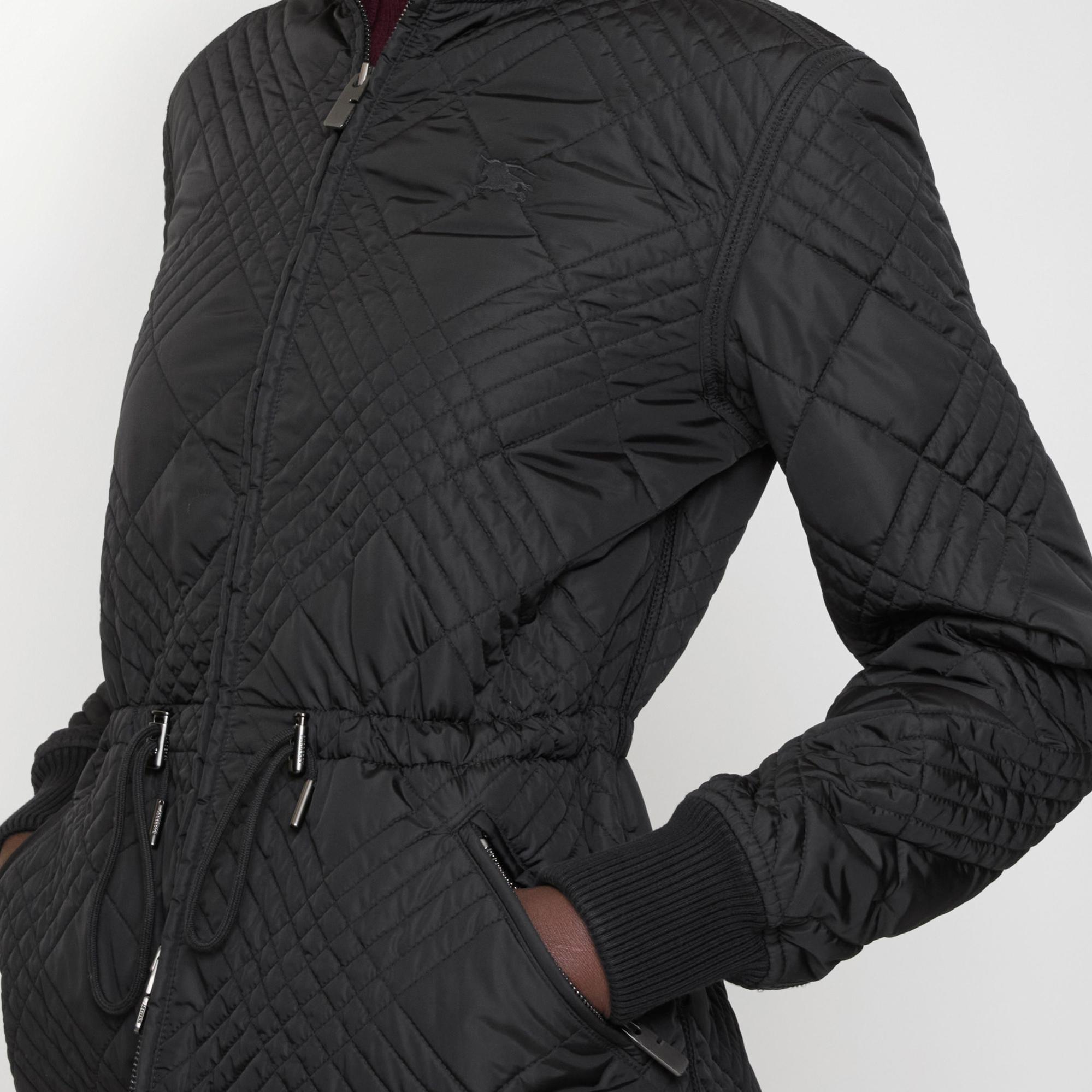 Burberry Micro Check-Stitch Nylon Wakerley Kadın Siyah Mont