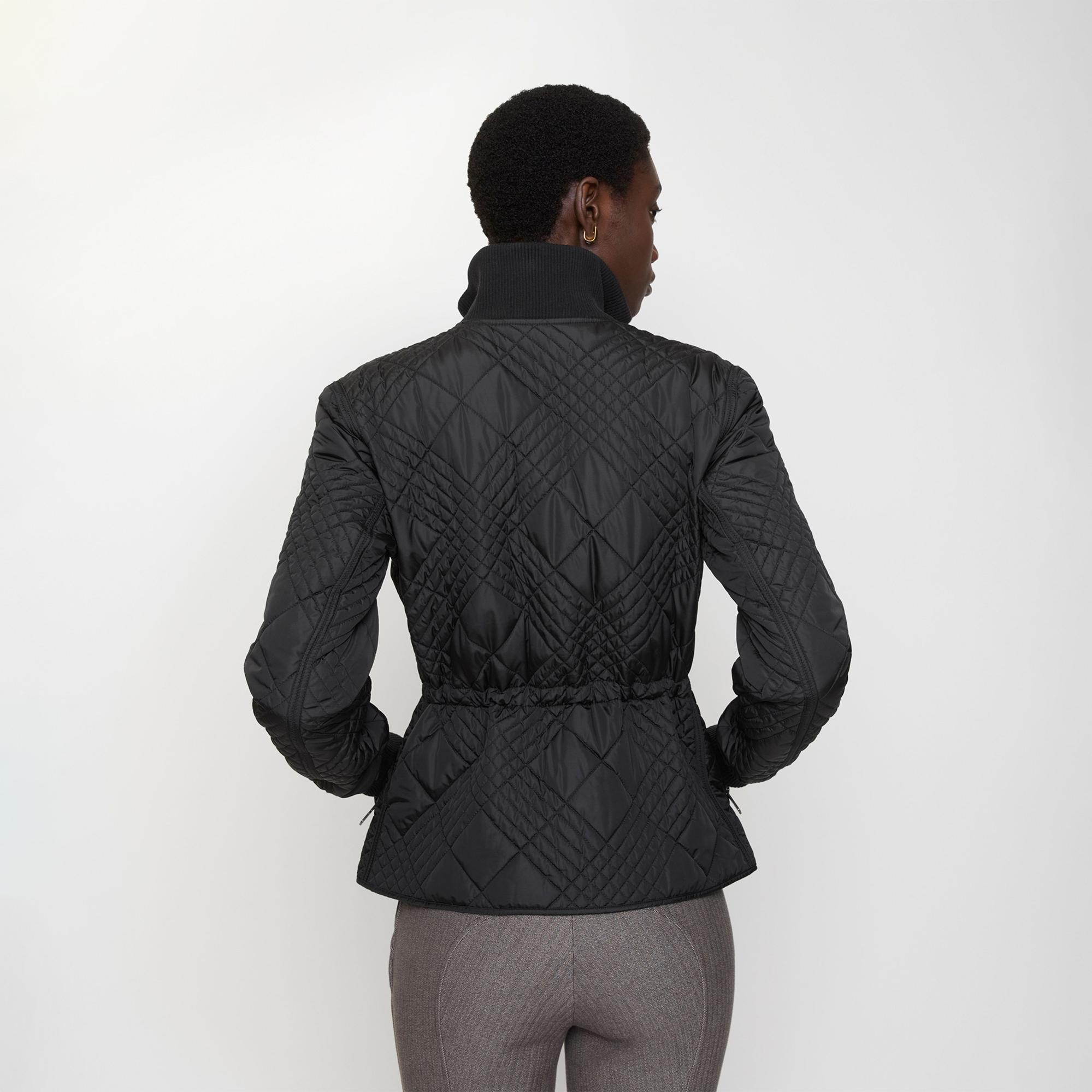 Burberry Micro Check-Stitch Nylon Wakerley Kadın Siyah Mont