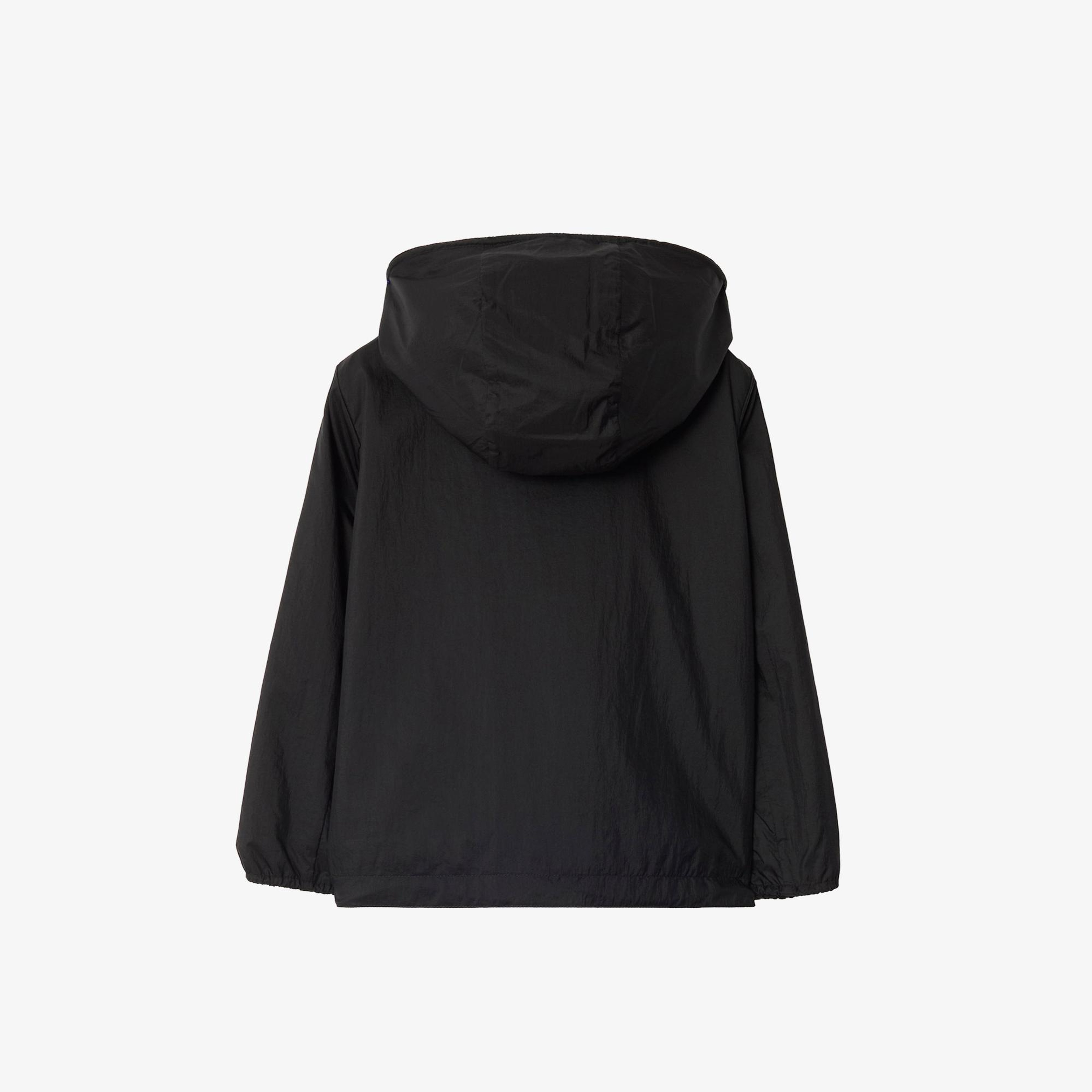 Burberry Checker-Tape Nylon Hooded Çocuk Siyah Mont