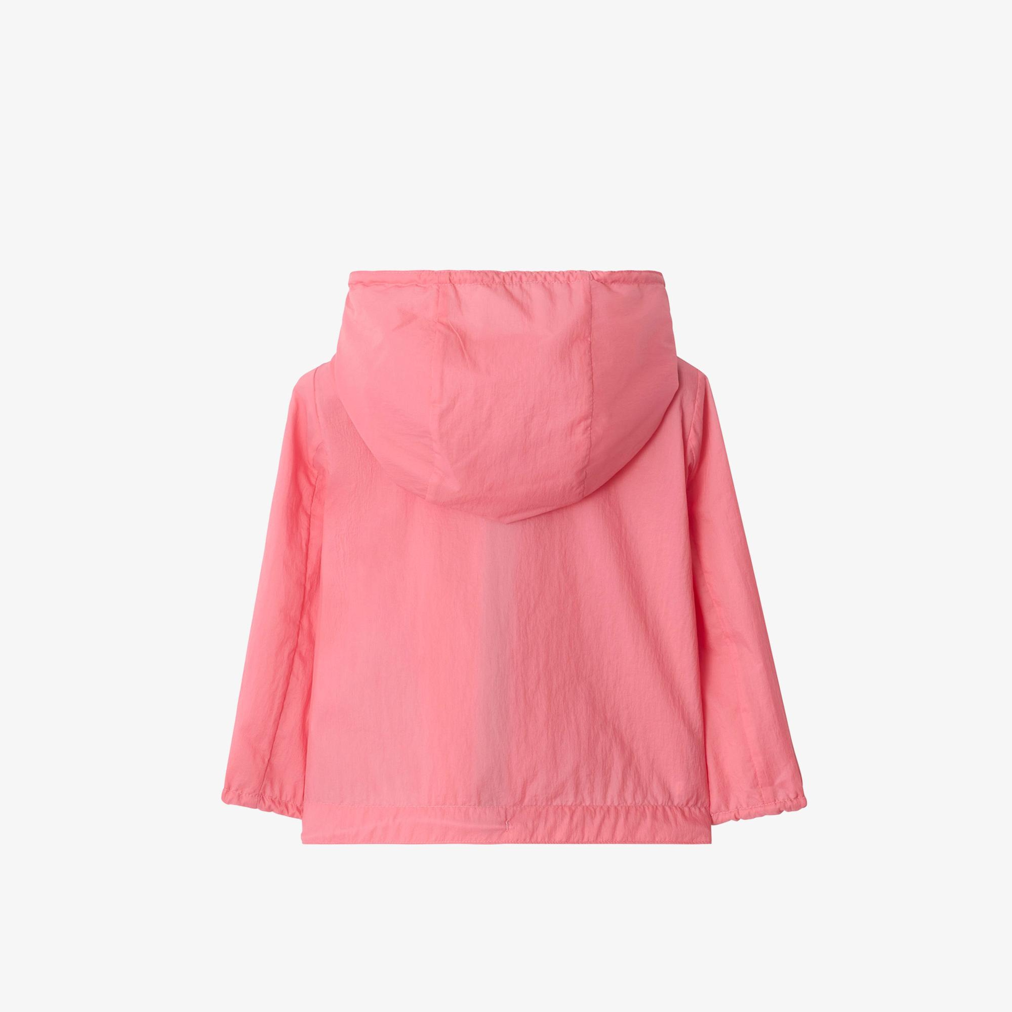Burberry Checker-Tape Nylon Hooded Çocuk Pembe Mont