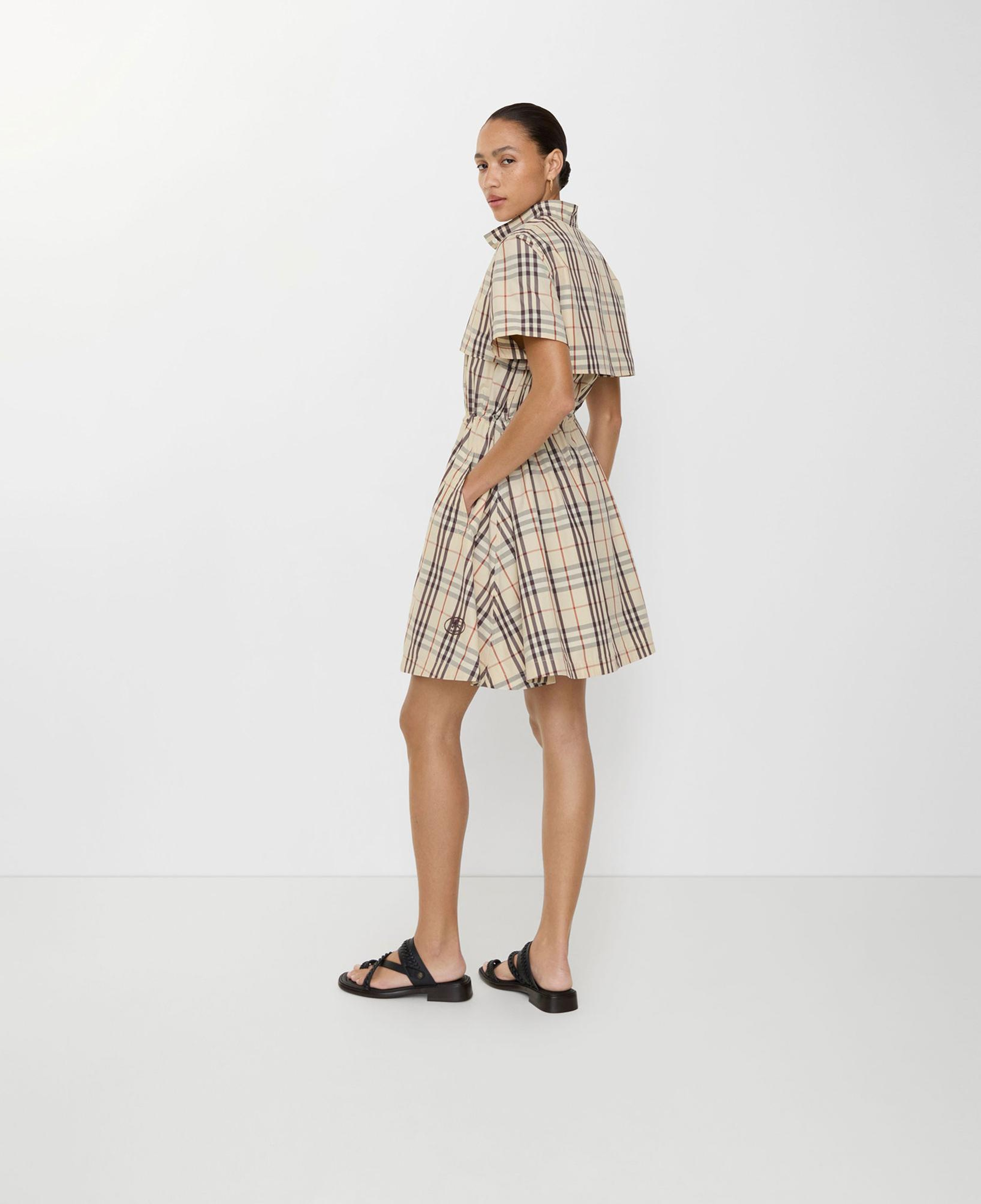 Burberry Check Cotton Kadın Bej Elbise