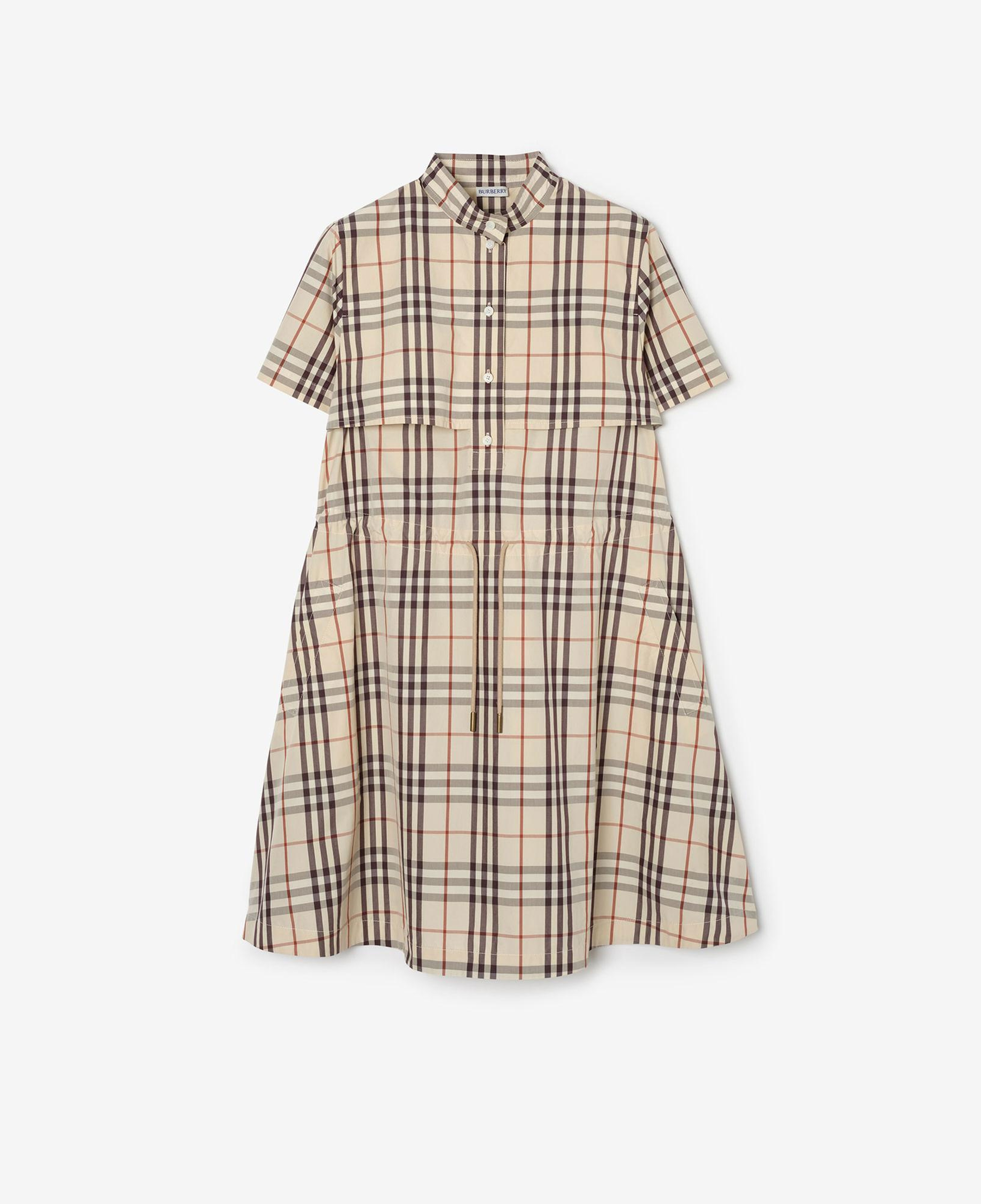 Burberry Check Cotton Kadın Bej Elbise