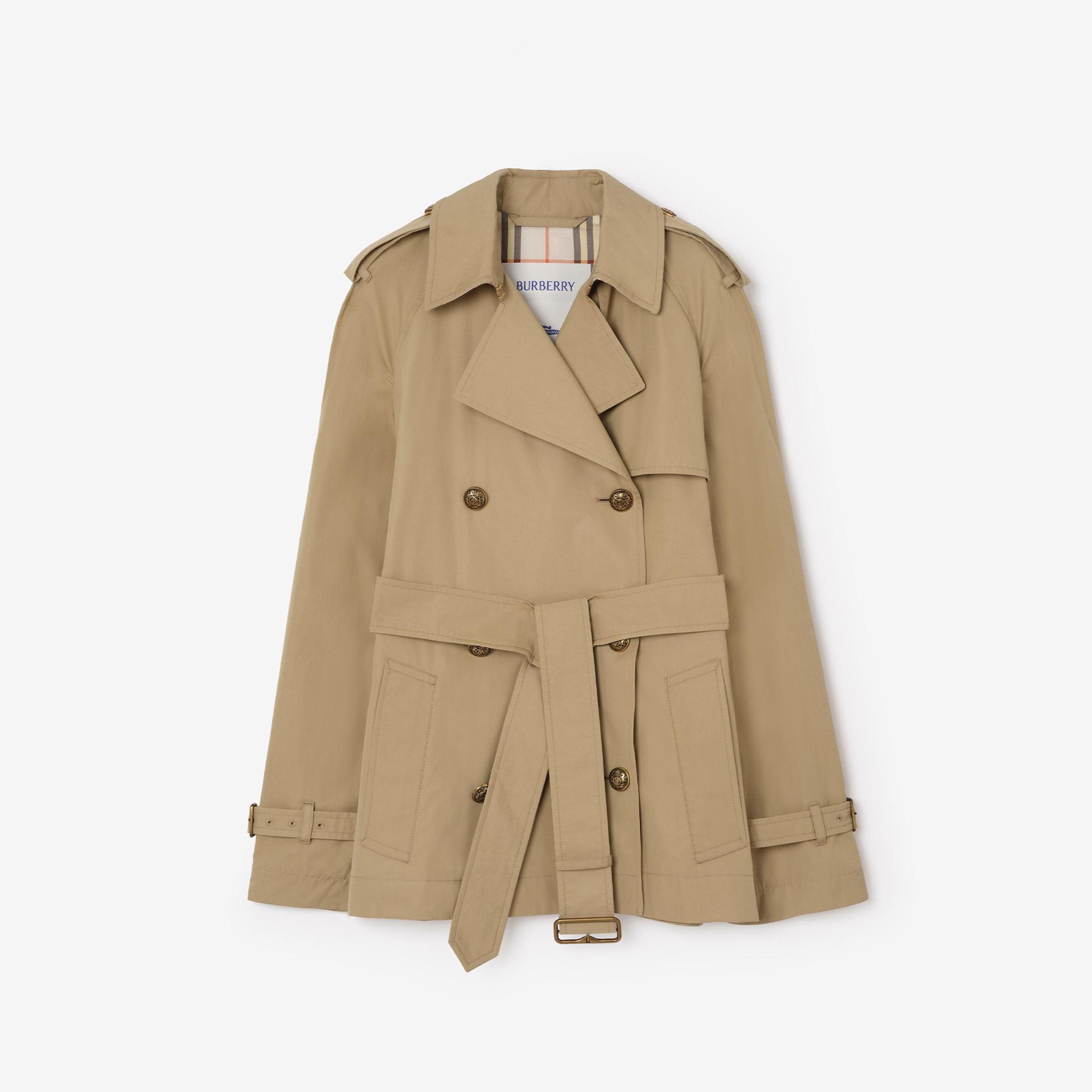 Burberry Short Cotton Canvas Belgravia Kadın Bej Trençkot