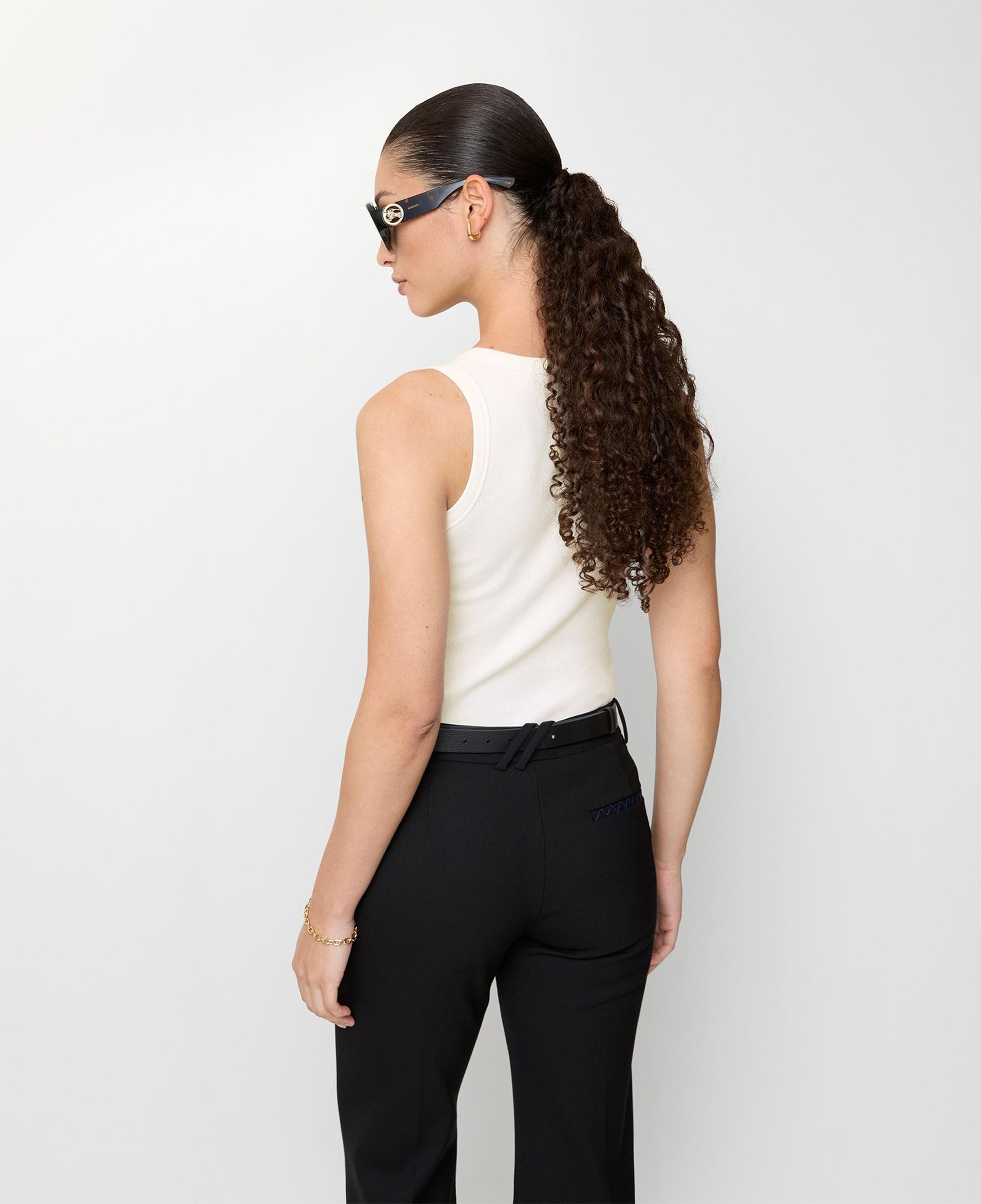 Burberry Check Trim Cotton Blend Tank Kadın Beyaz T-Shirt