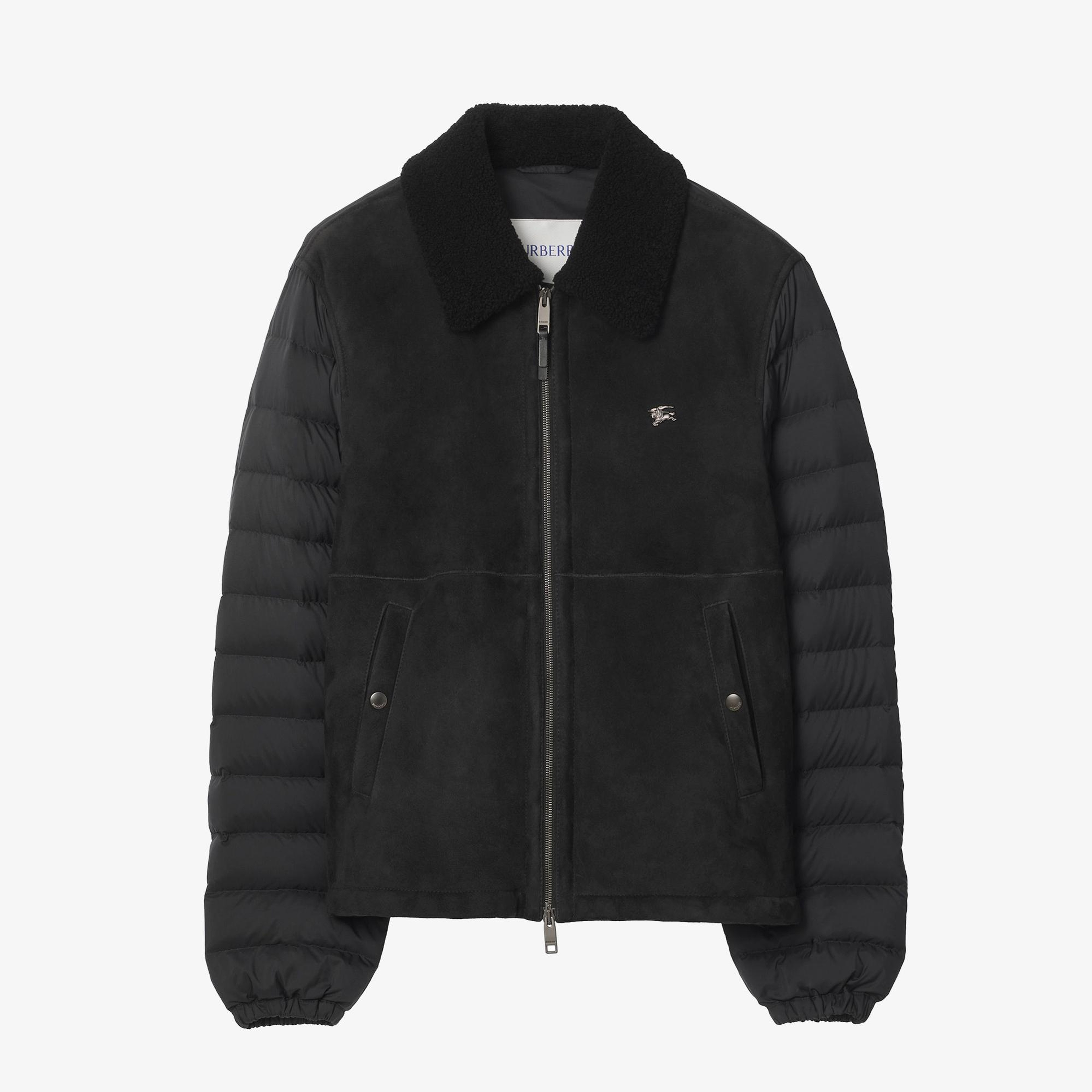 Burberry Shearling Nylon Puffer Erkek Siyah Mont