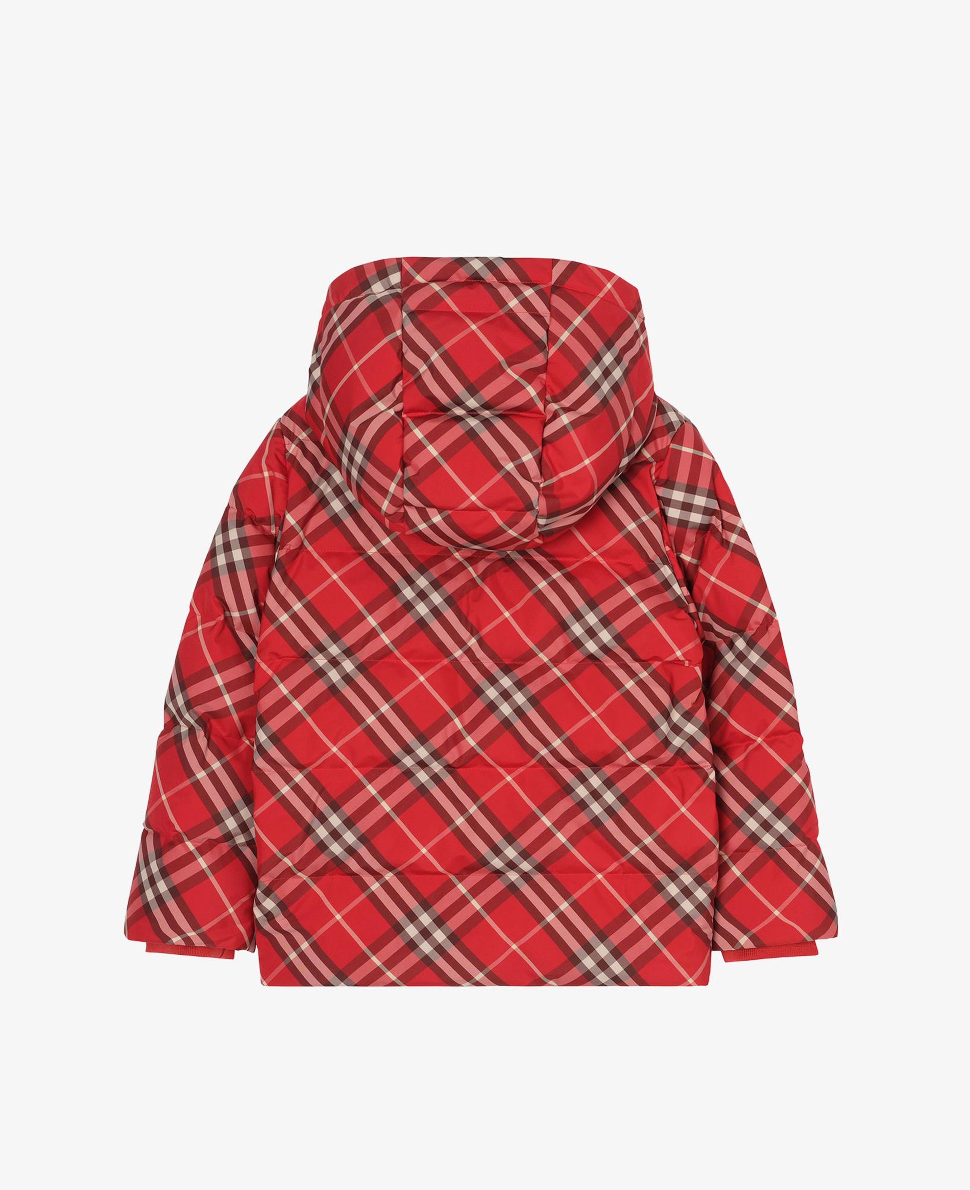 Burberry Check Hooded Puffer Çocuk Kırmızı Mont