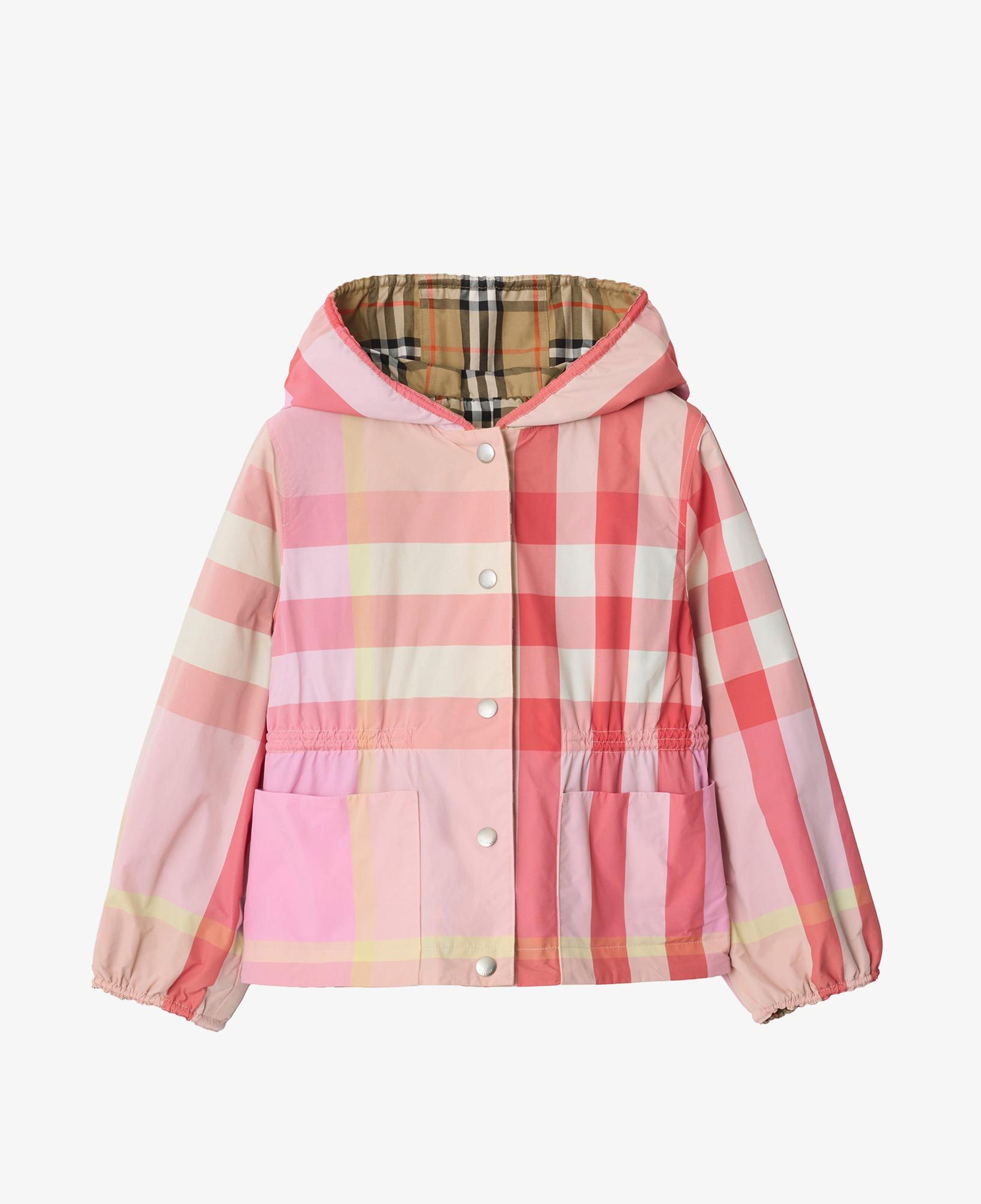 Burberry Reversible Check Nylon Hooded Çocuk Pembe Mont