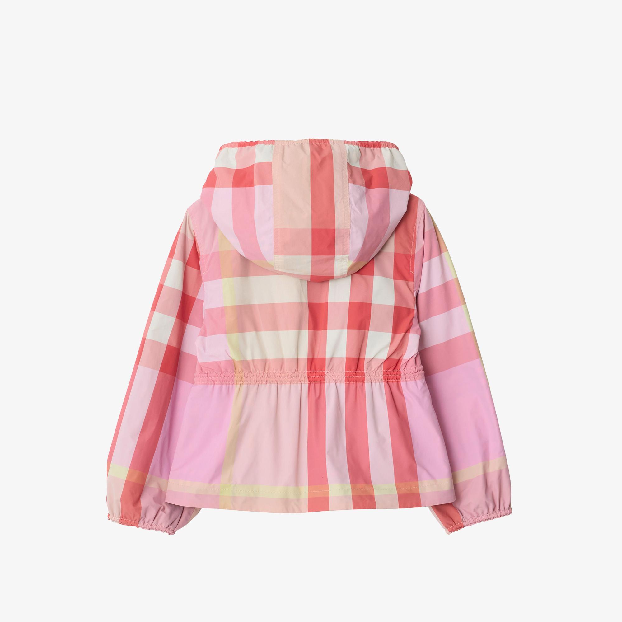 Burberry Reversible Check Nylon Hooded Çocuk Pembe Mont