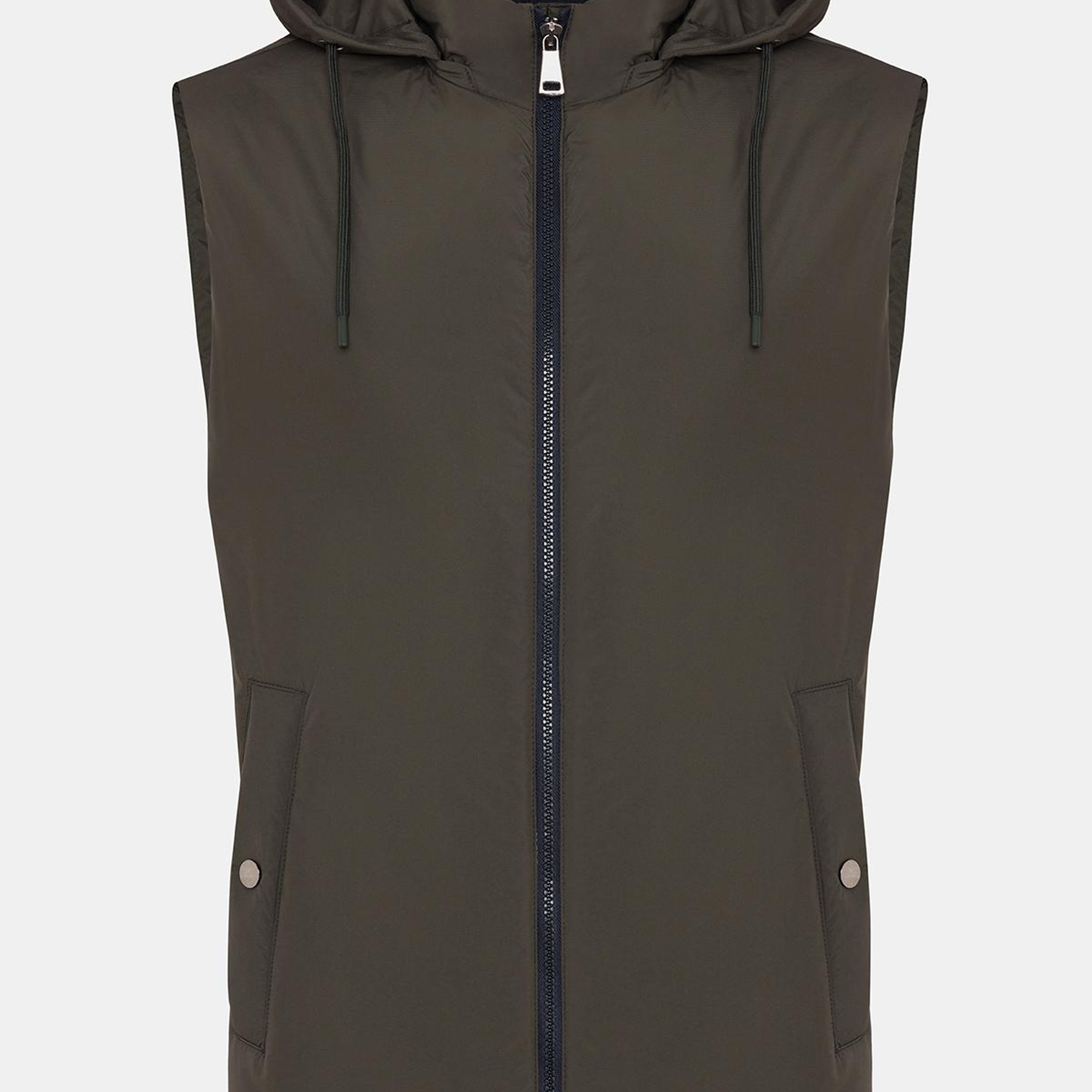 Erkek Haki Casual Kapüşonlu Yelek