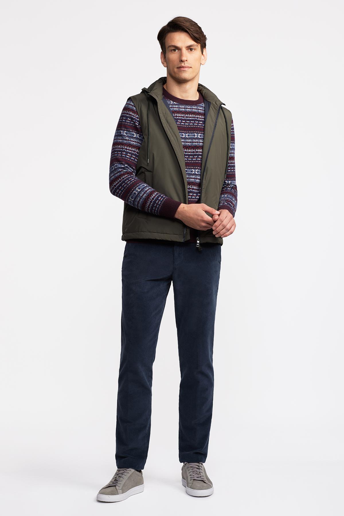 Erkek Haki Casual Kapüşonlu Yelek