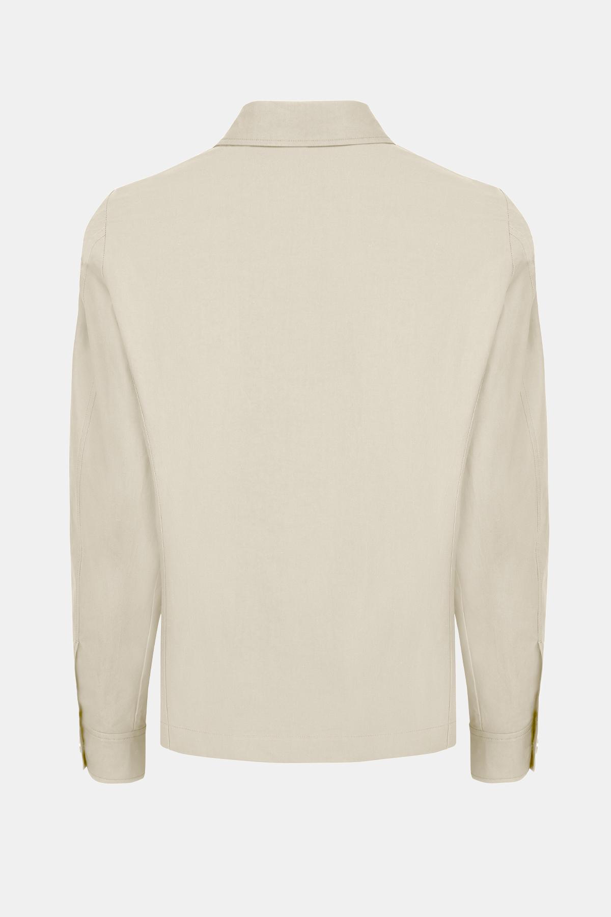 Erkek Bej Paraşüt Kumaşlı Gömlek Ceket