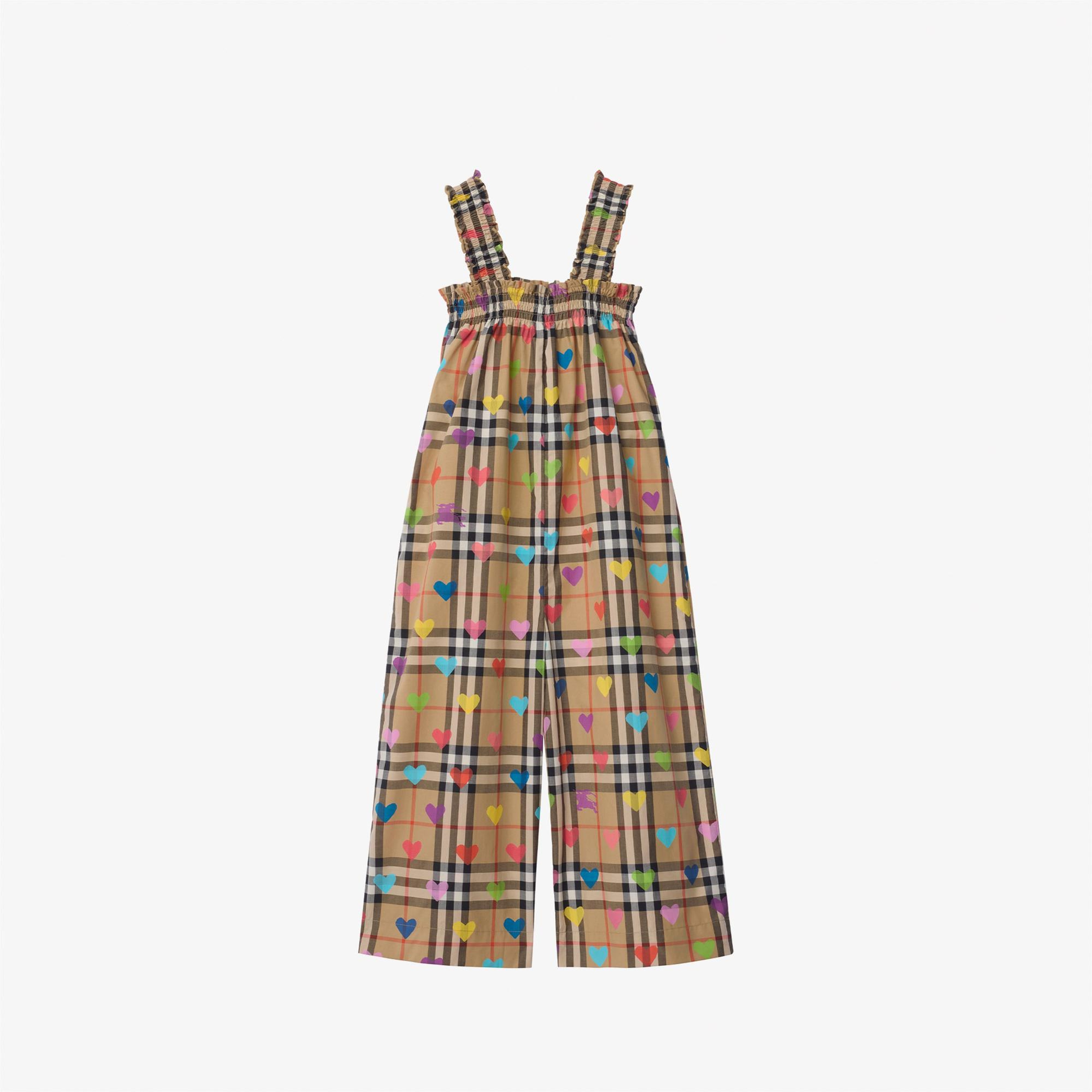 Burberry Heart Check Cotton Çocuk Bej Bebek Seti