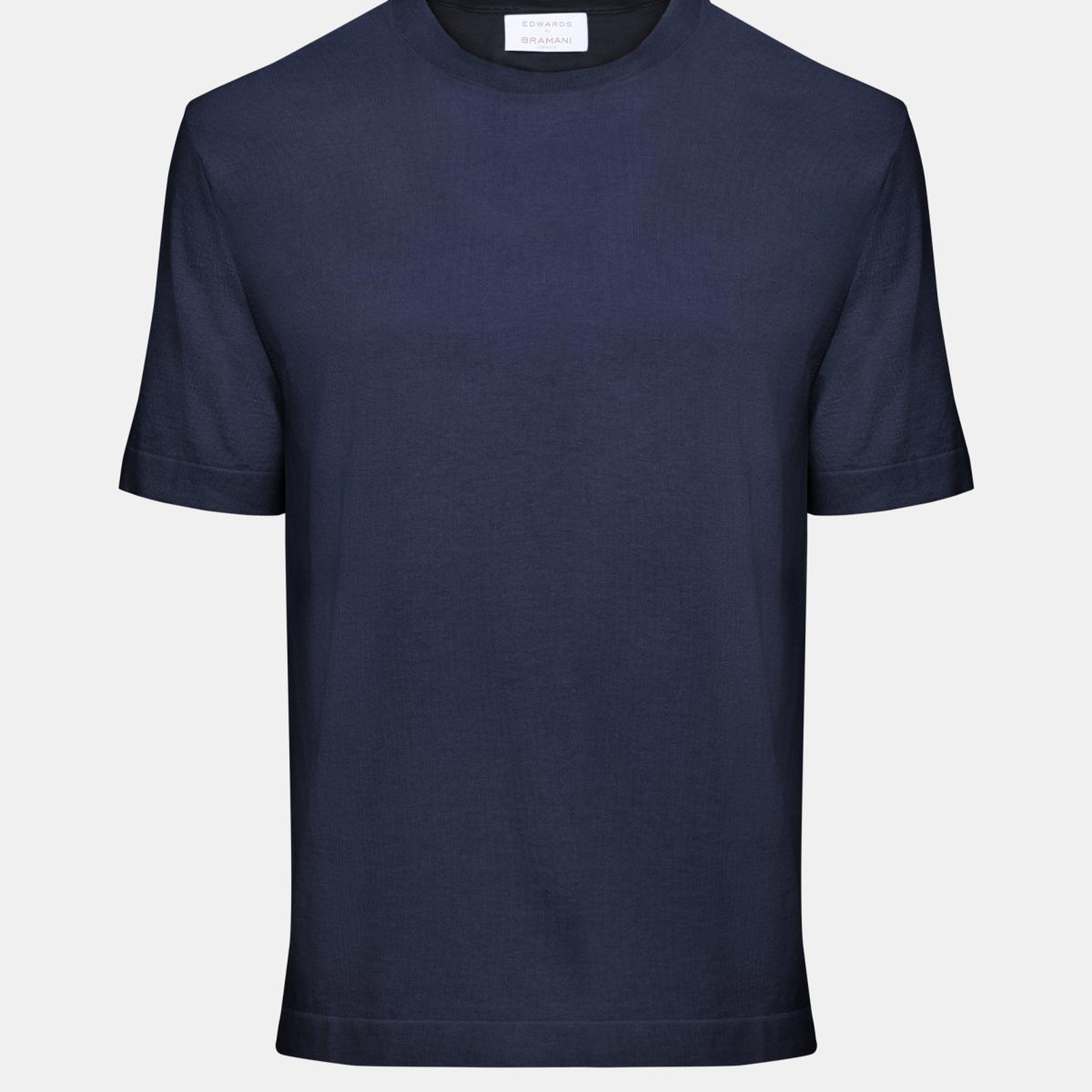 Erkek Lacivert Pamuk İpek Karışımlı Kısa Kollu Kazak