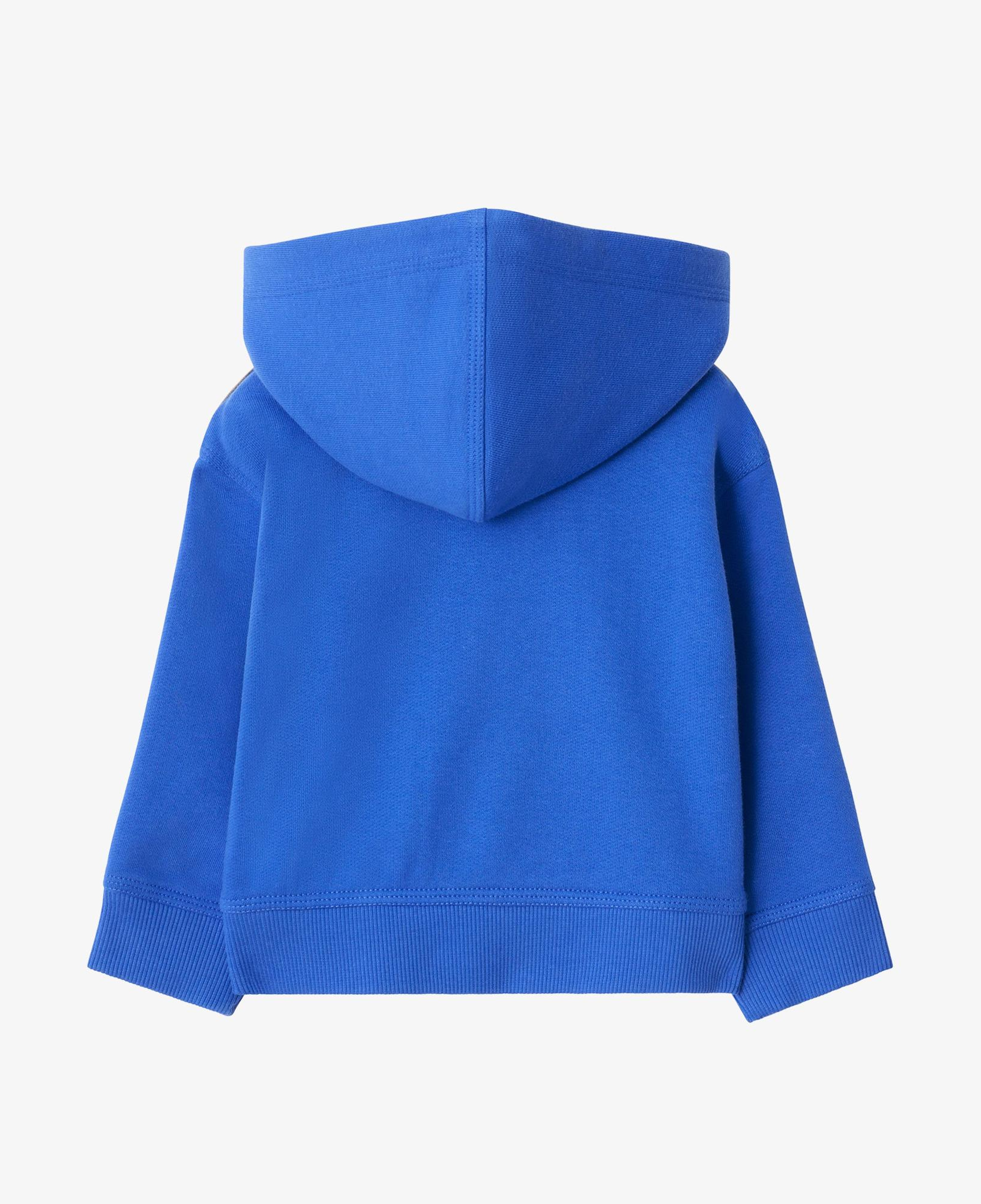 Burberry Check Trim Cotton Zip Çocuk Mavi Hoodie