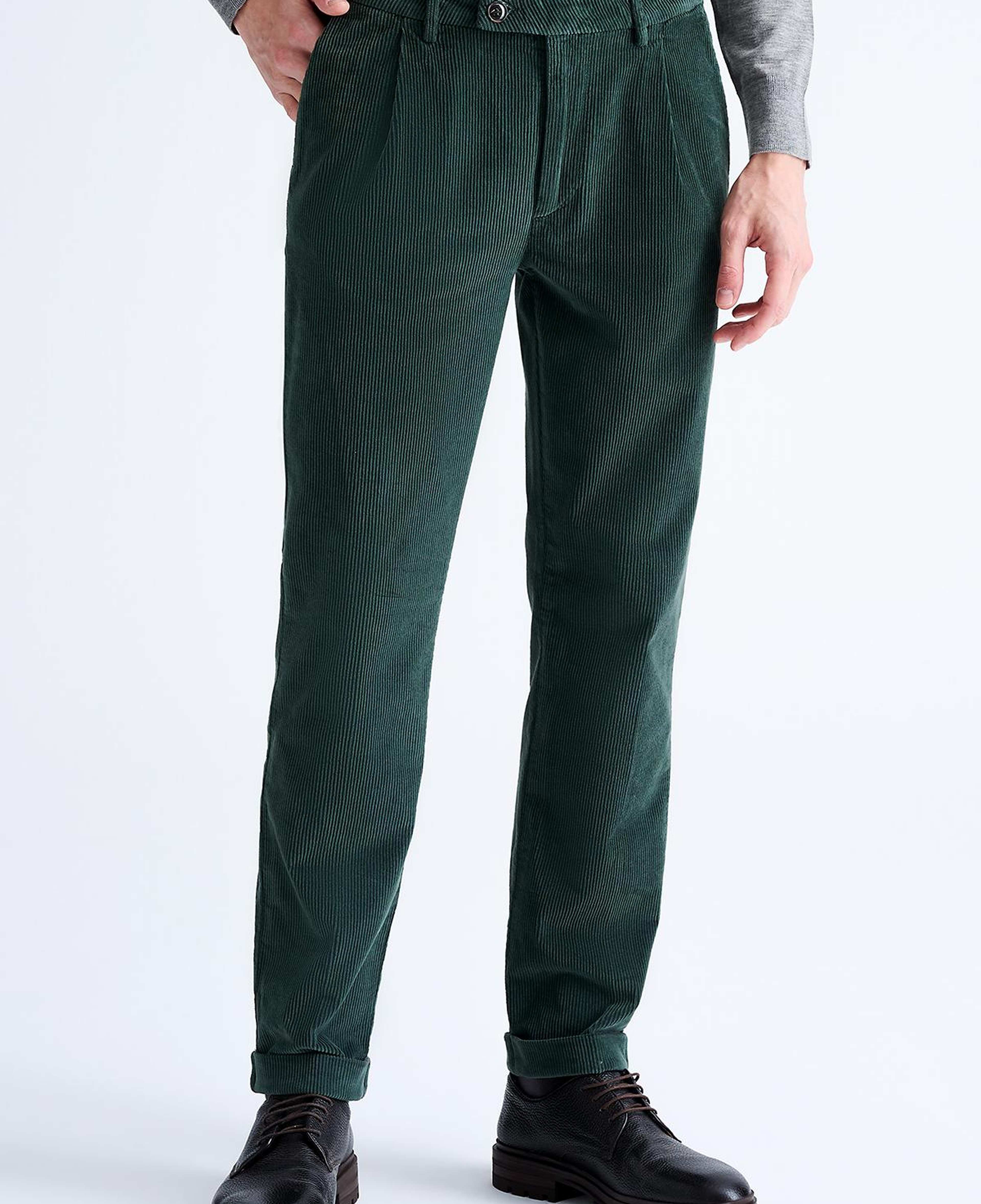Erkek Koyu Yeşil Kadife Chino Pantolon