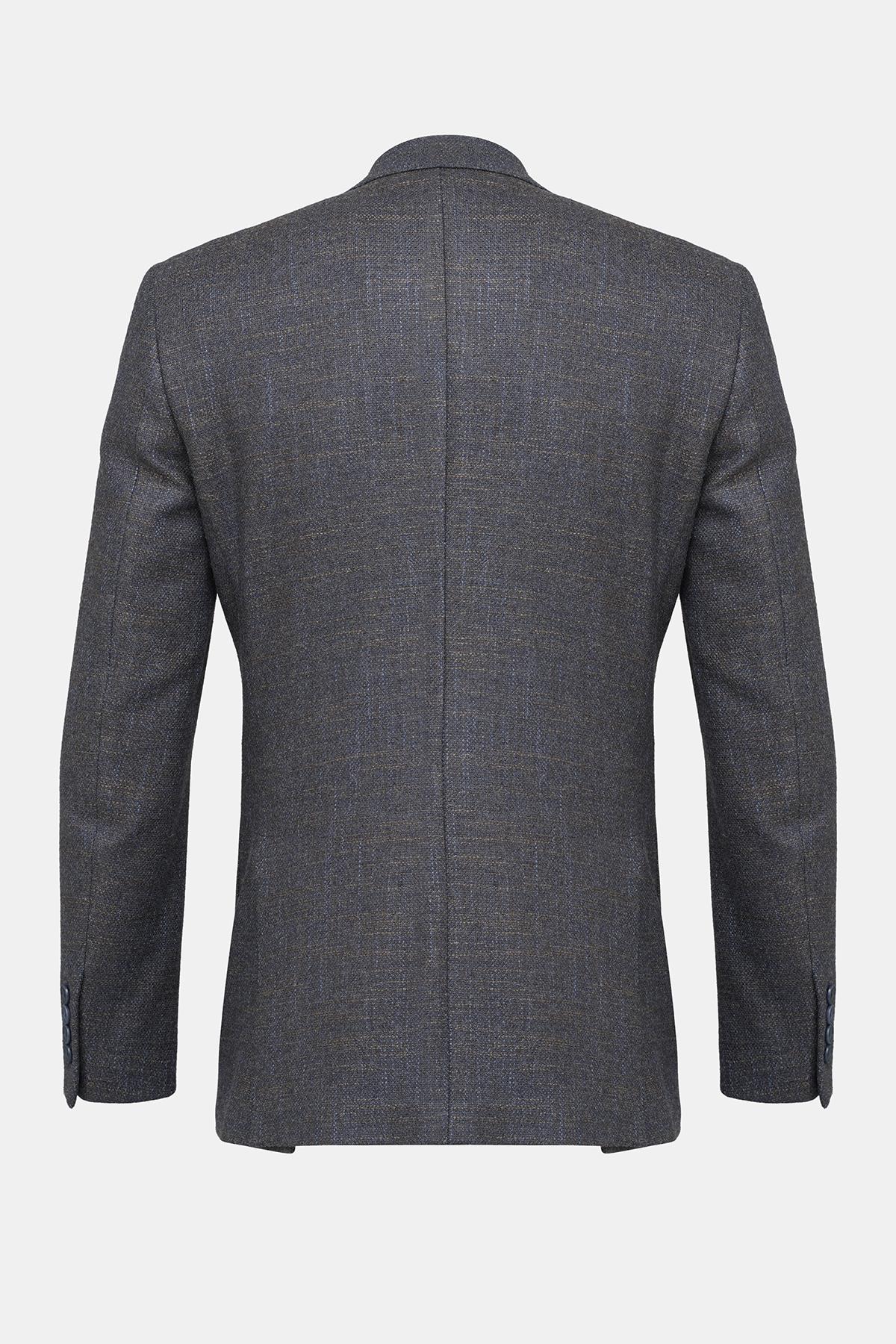 Erkek Kahverengi Yün İpek Kaşmir Karışımlı Delfino Spor Ceket