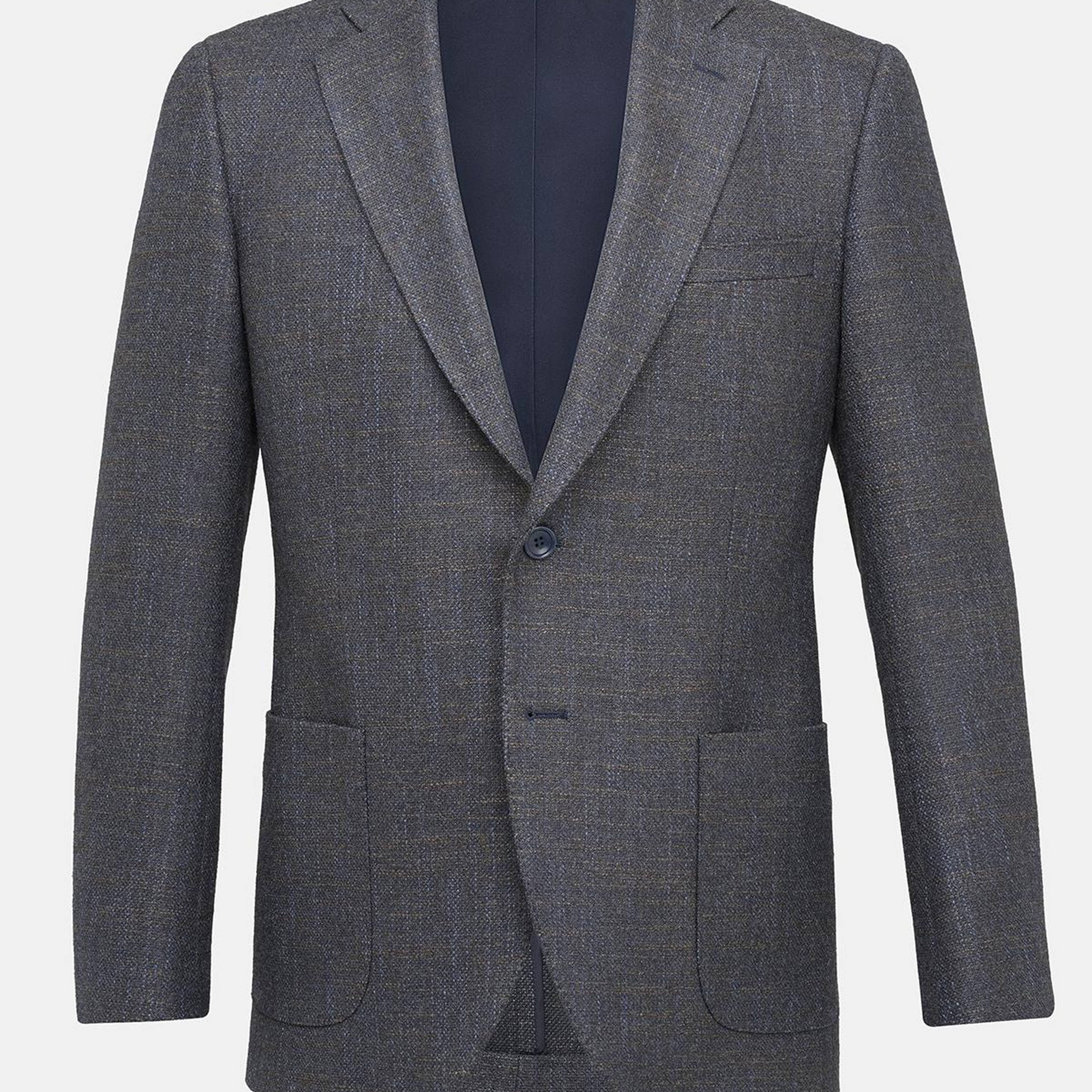 Erkek Kahverengi Yün İpek Kaşmir Karışımlı Delfino Spor Ceket