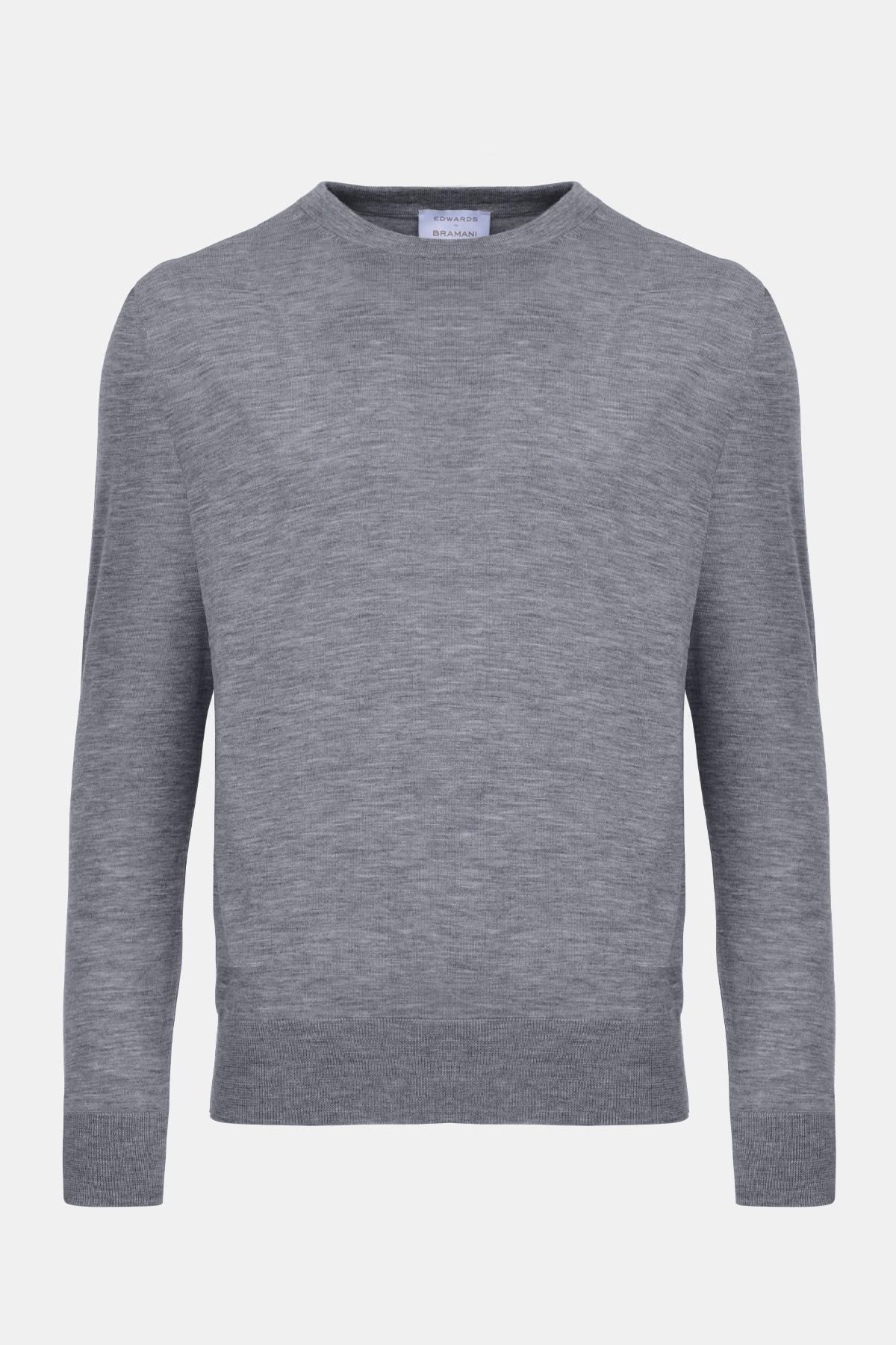 Erkek Gri Bisiklet Yaka Yün Kazak