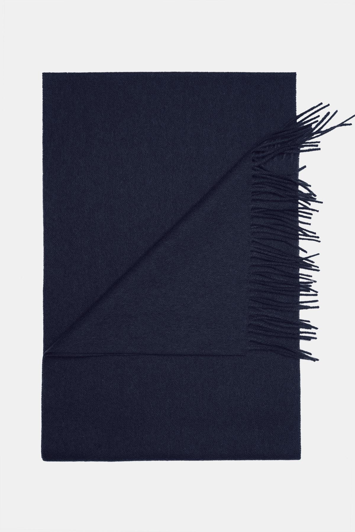 Erkek Lacivert Yün Kaşkol