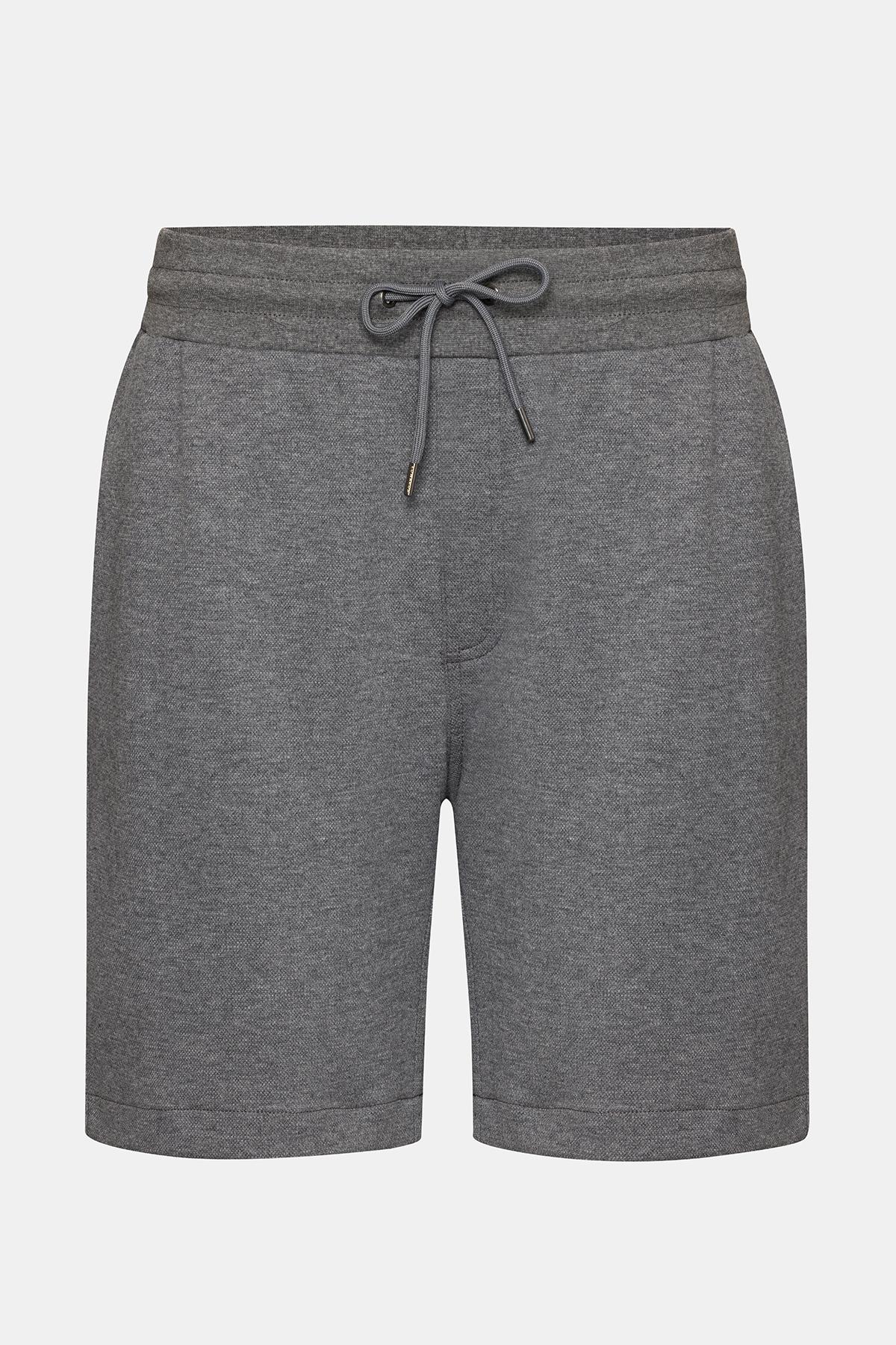 Erkek Gri Melanj Organik Pamuklu Jersey Şort