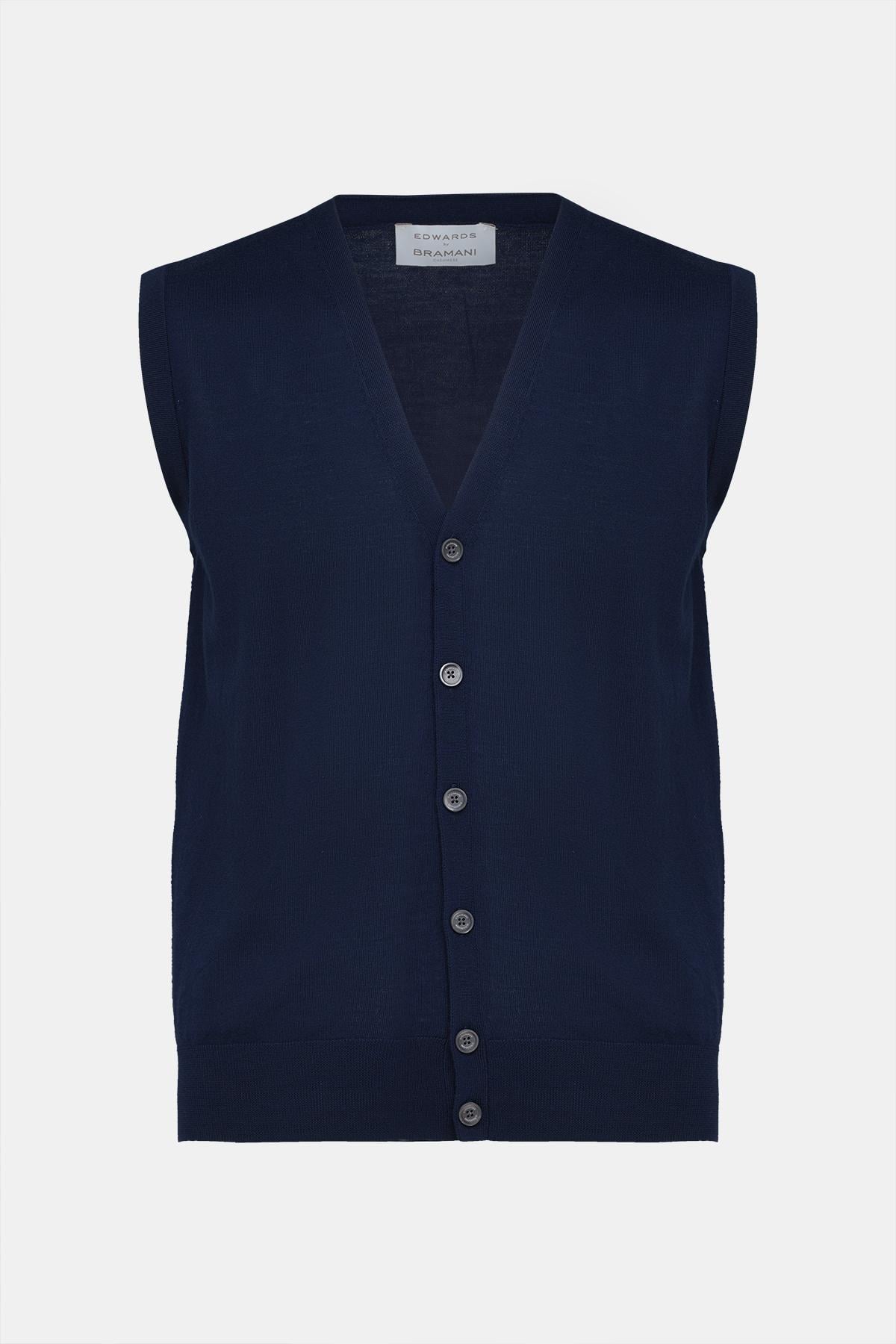 Erkek Lacivert Yün Süveter