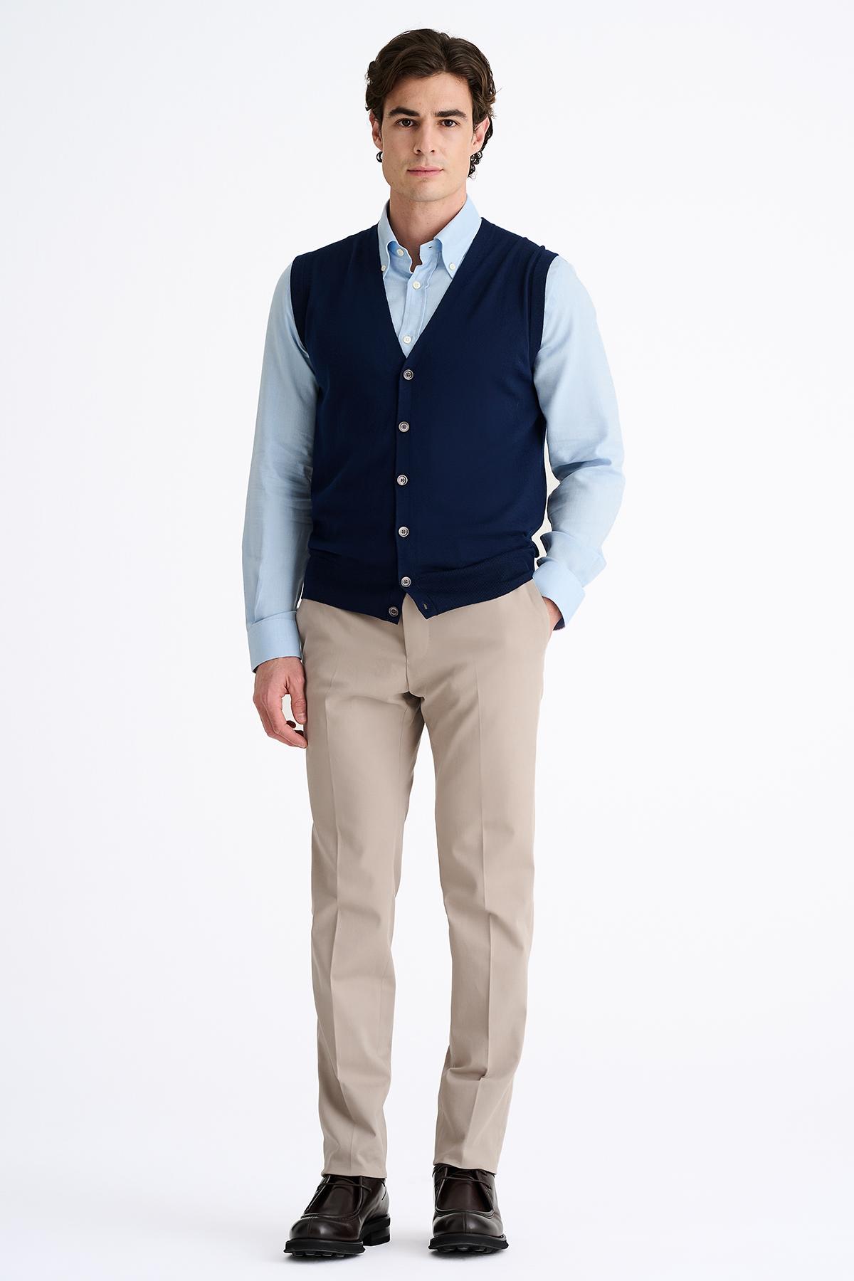 Erkek Lacivert Yün Süveter