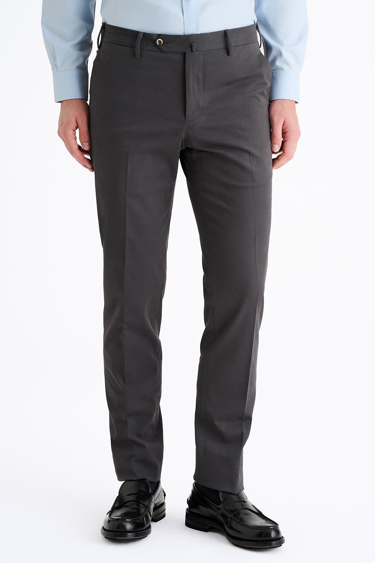 Erkek Gri Slim Fit Chino Pantolon