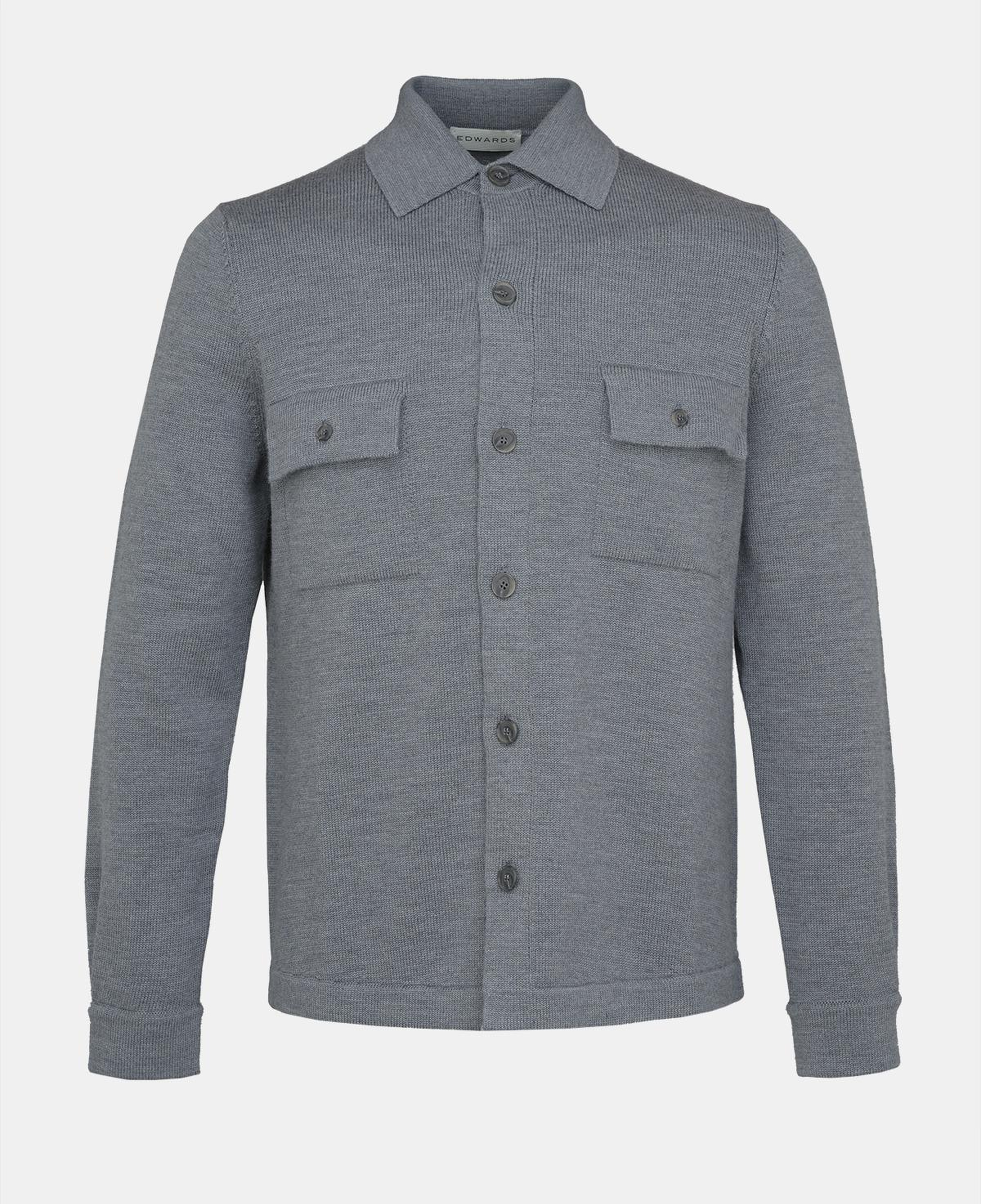 Erkek Gri Extrafine Yün Overshirt Triko
