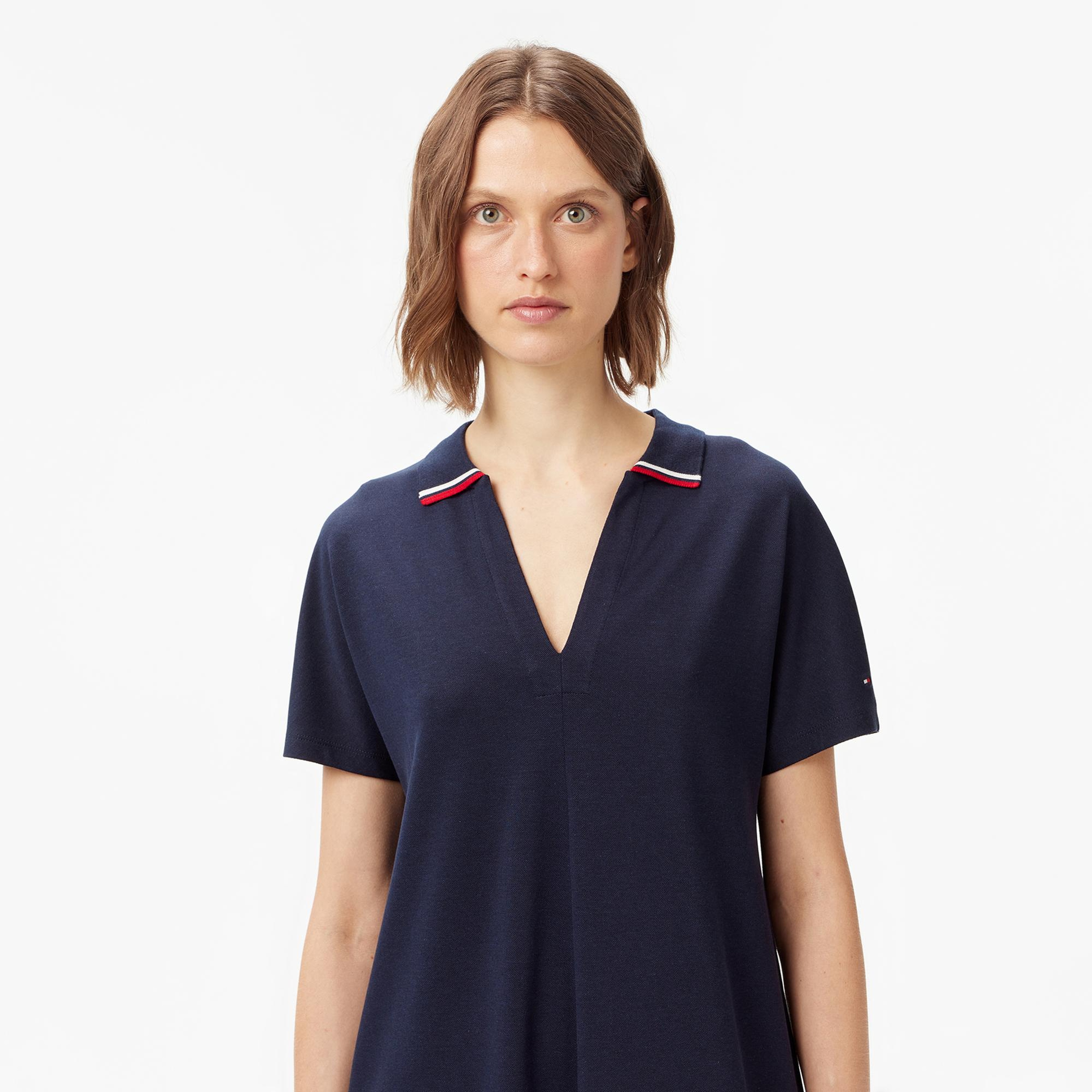 Tommy Hilfiger Lyocell Tipping Kadın Lacivert Elbise