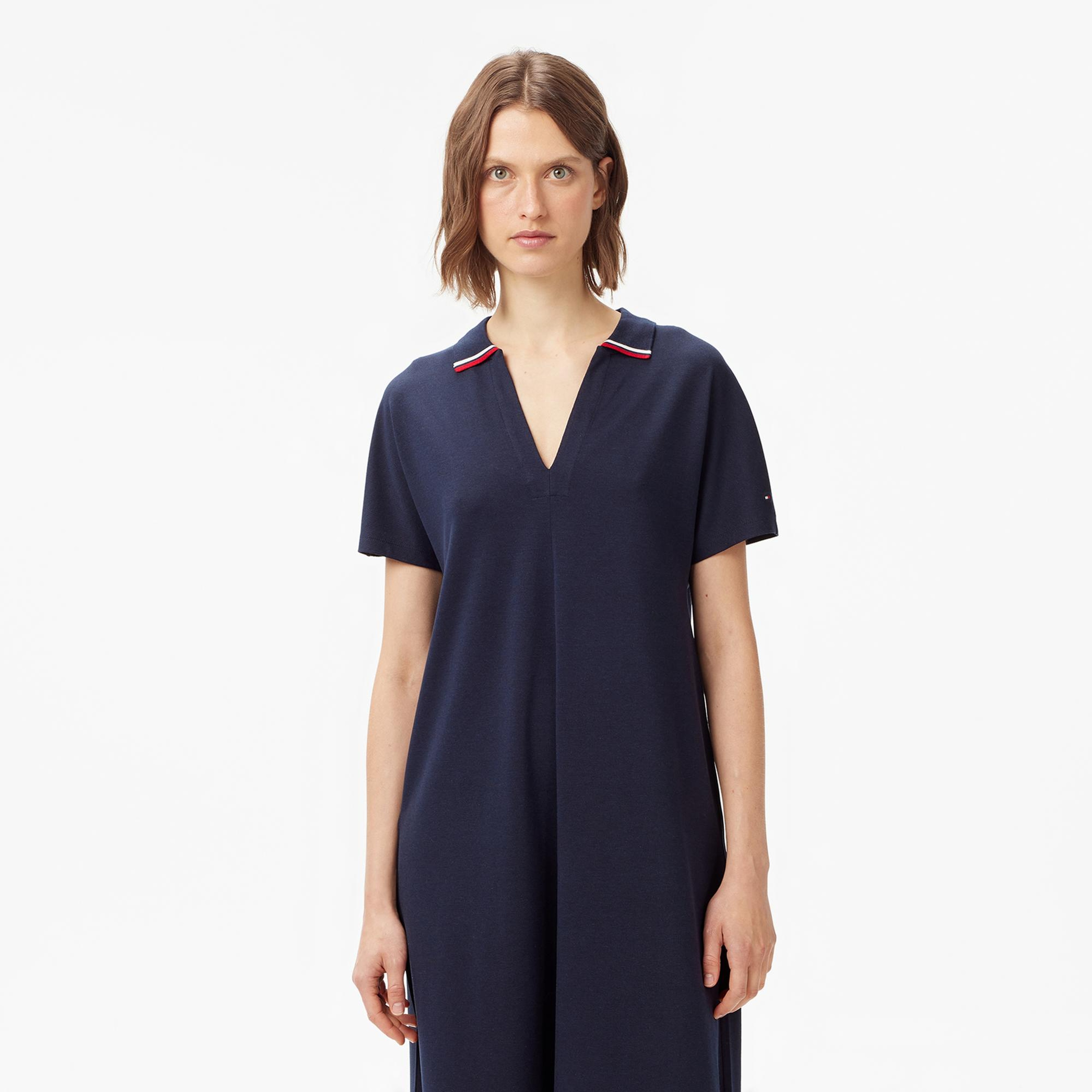 Tommy Hilfiger Lyocell Tipping Kadın Lacivert Elbise