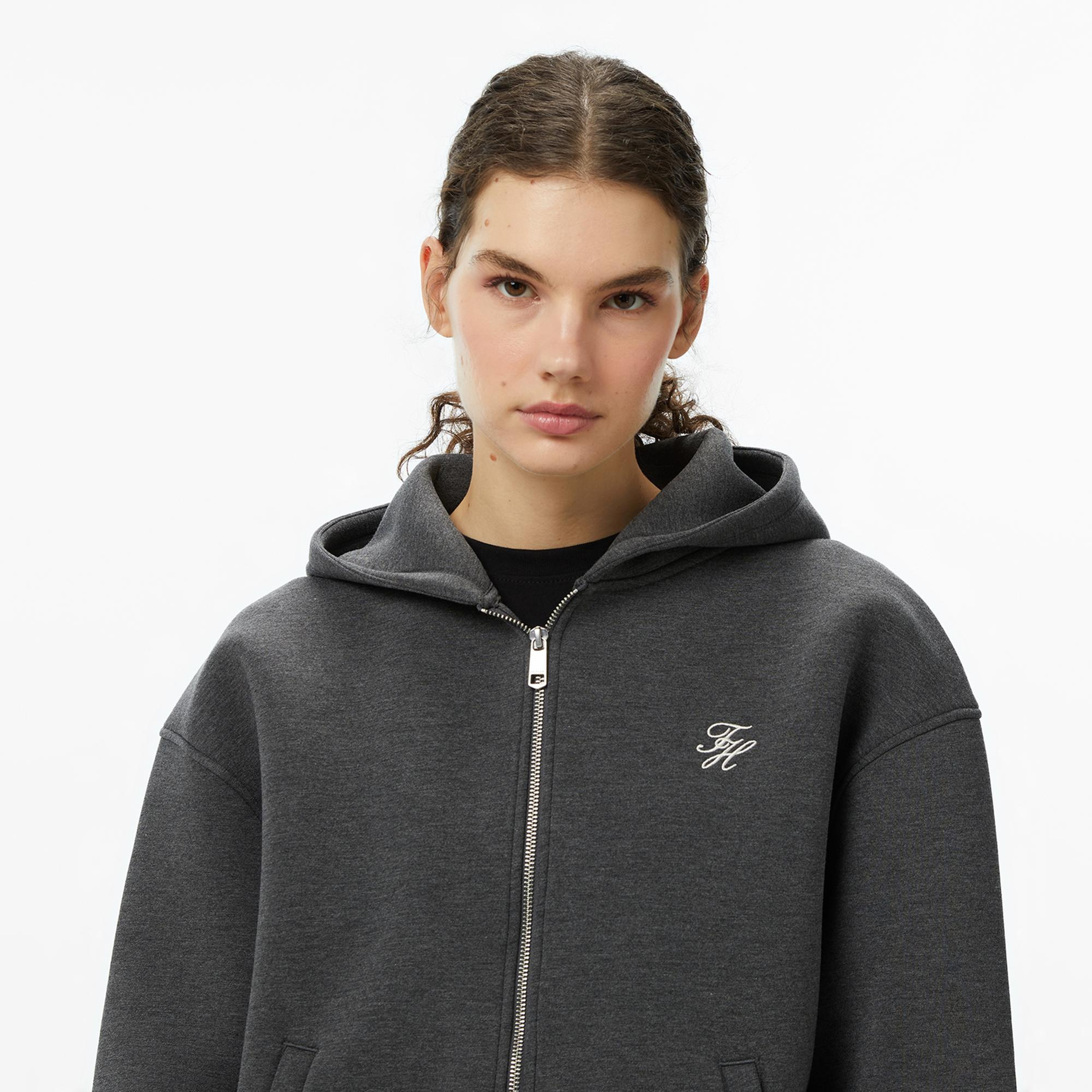 Tommy Hilfiger Script İnterlock Kadın Gri Hoodie