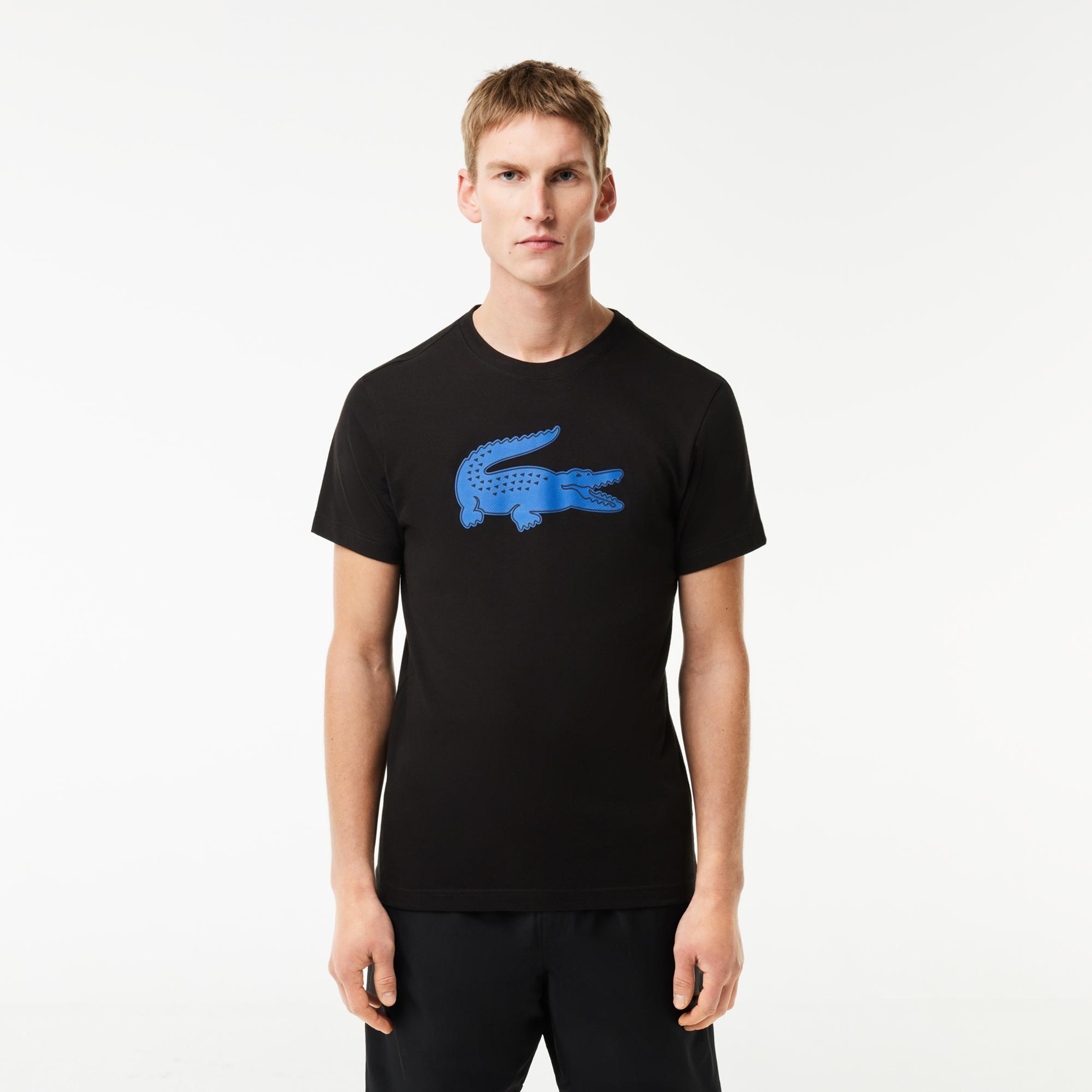 Lacoste Erkek Regular Fit Bisiklet Yaka Baskılı Siyah T-Shirt