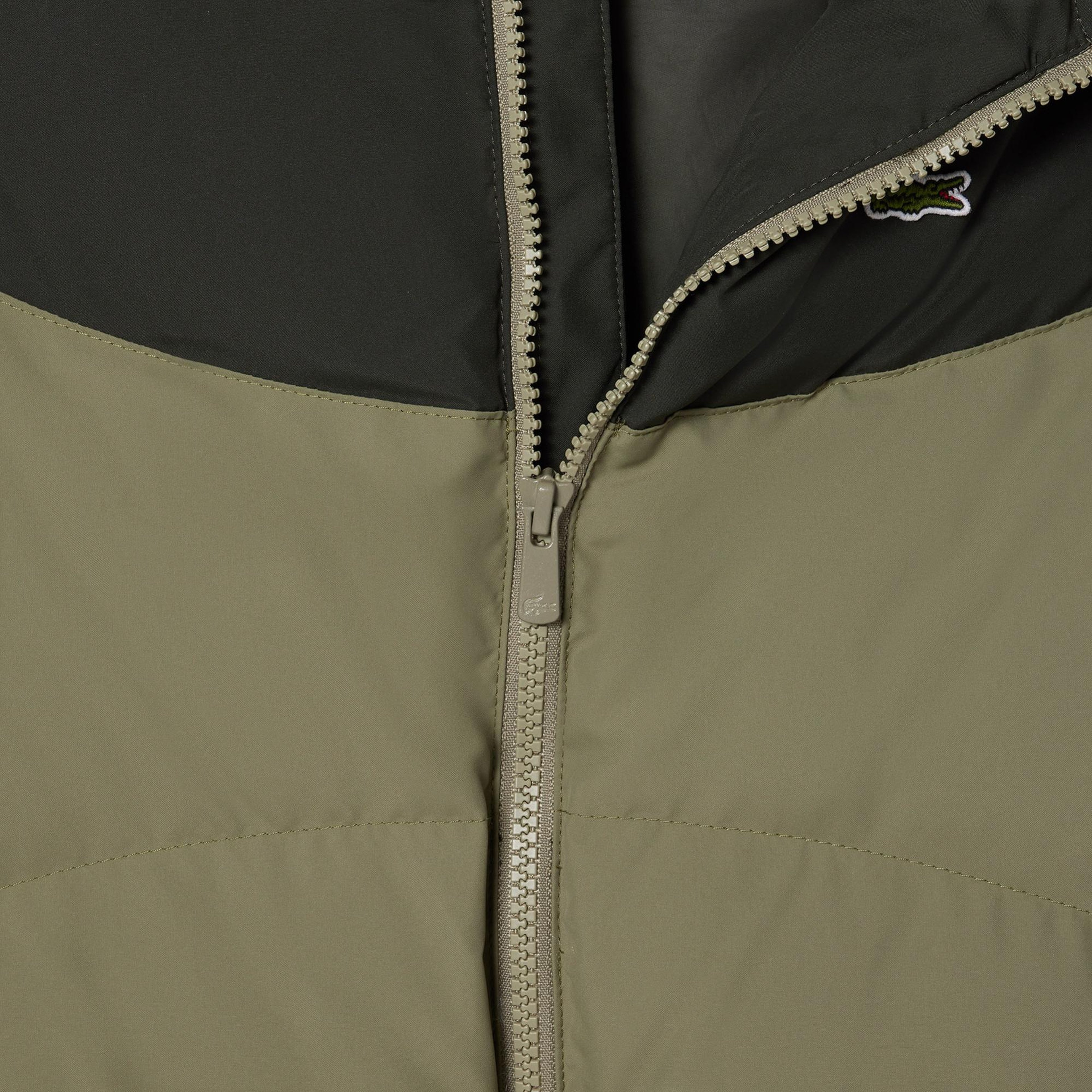 Lacoste Çocuk Kapüşonlu Renk Bloklu Haki Mont