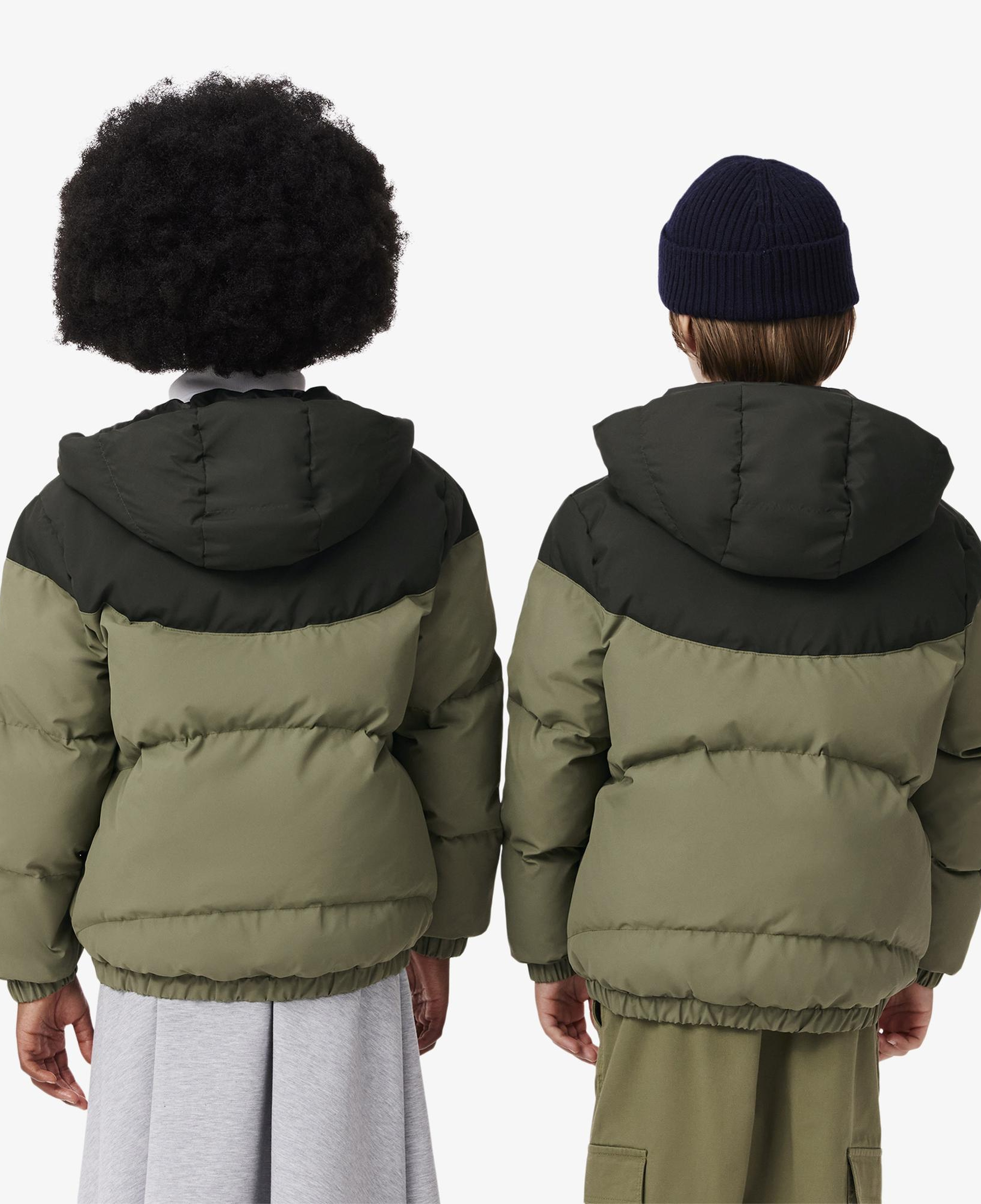 Lacoste Çocuk Kapüşonlu Renk Bloklu Haki Mont