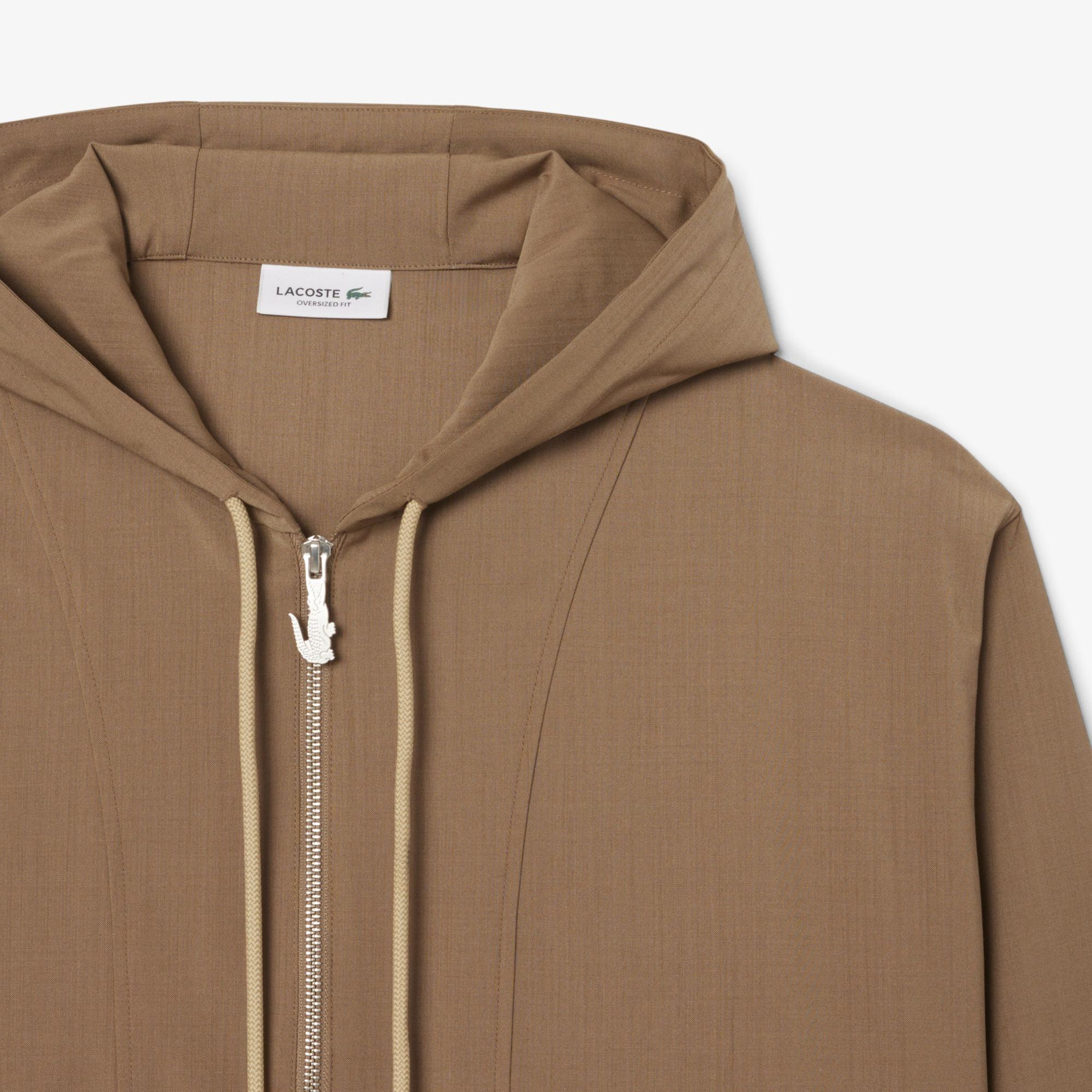 Lacoste Kadın Oversize Fit Yarım Fermuarlı Bej Ceket