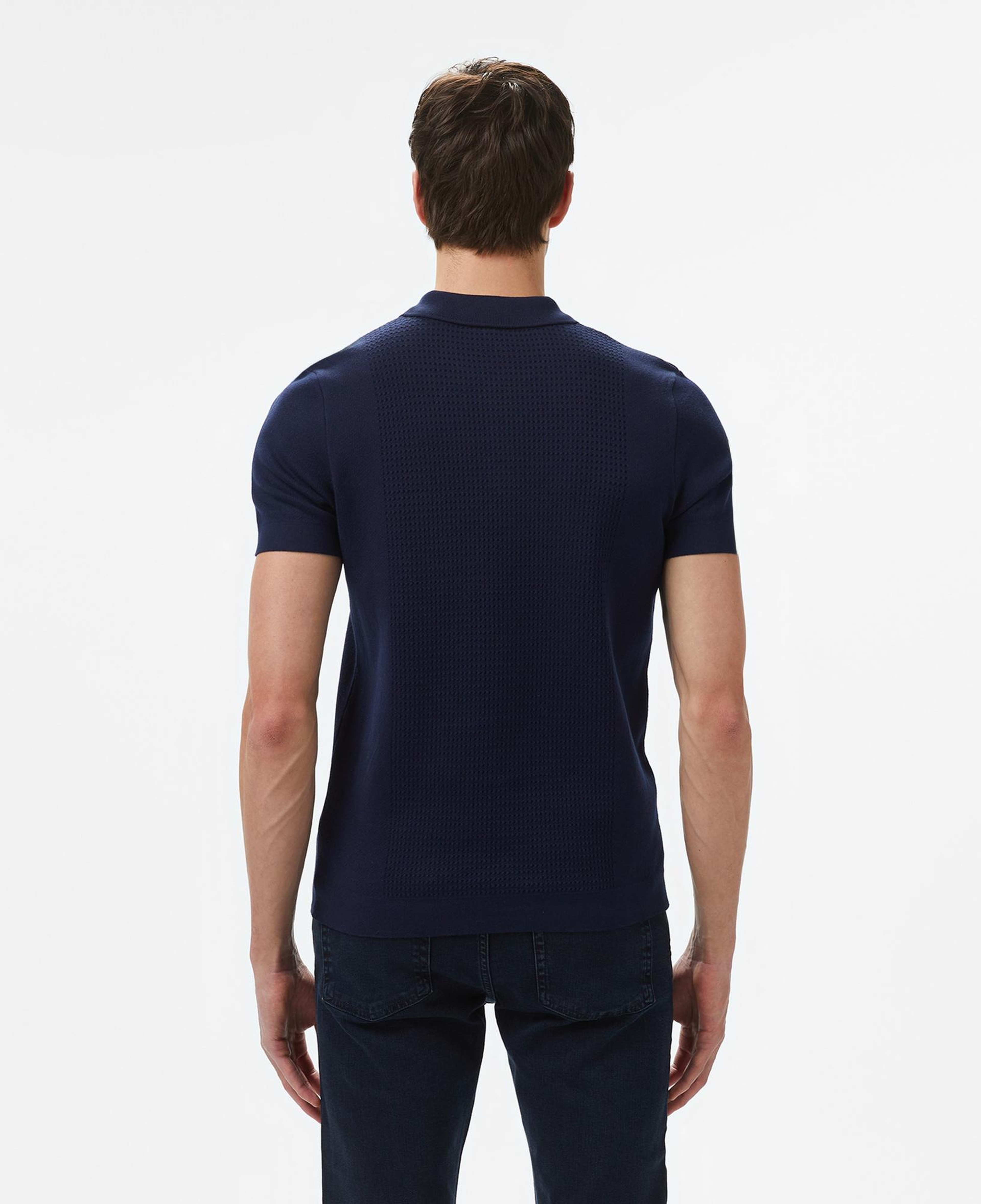 Lacoste Erkek Kısa Kollu Yarım Fermuarlı Lacivert Triko