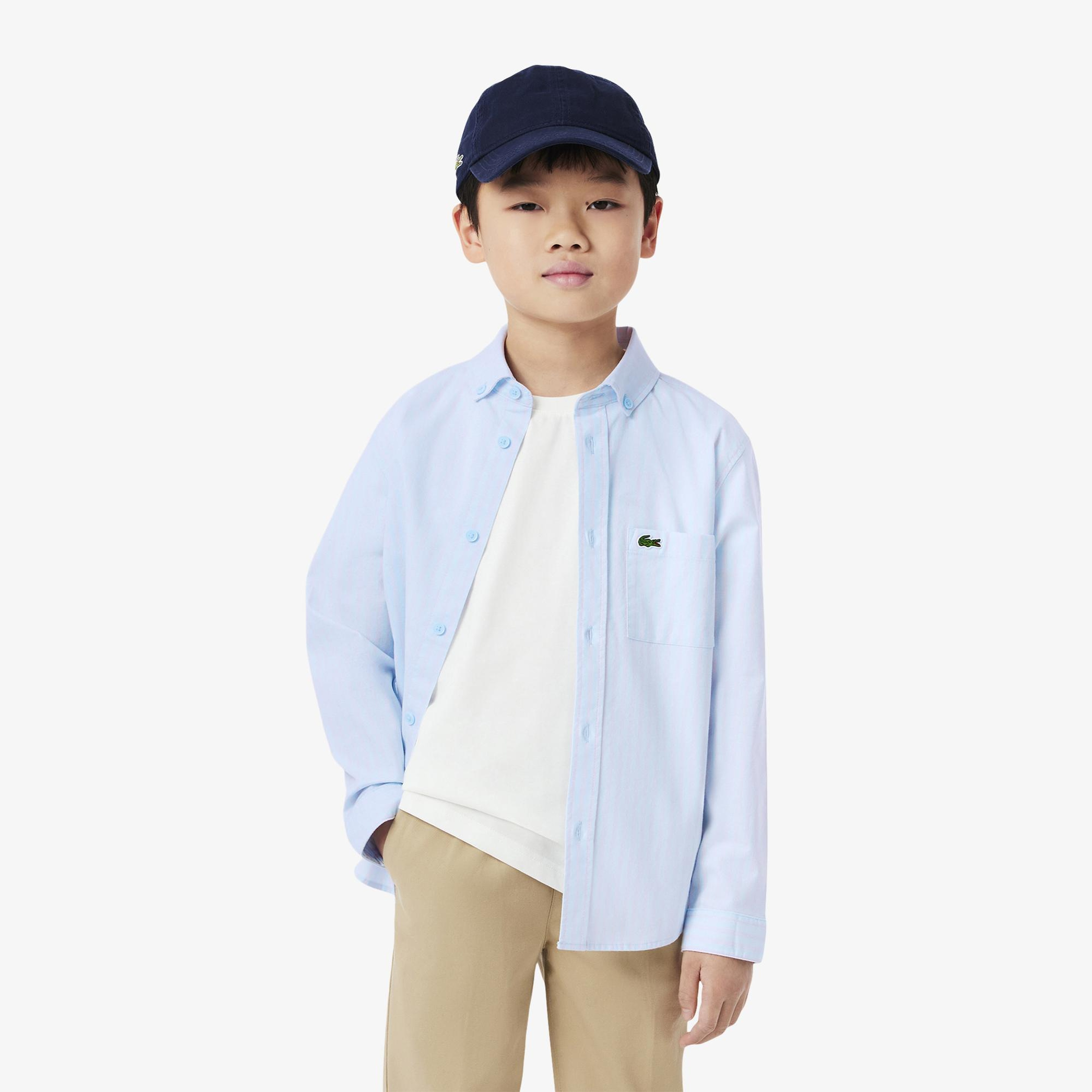 Lacoste Çocuk Çizgili Mavi Gömlek
