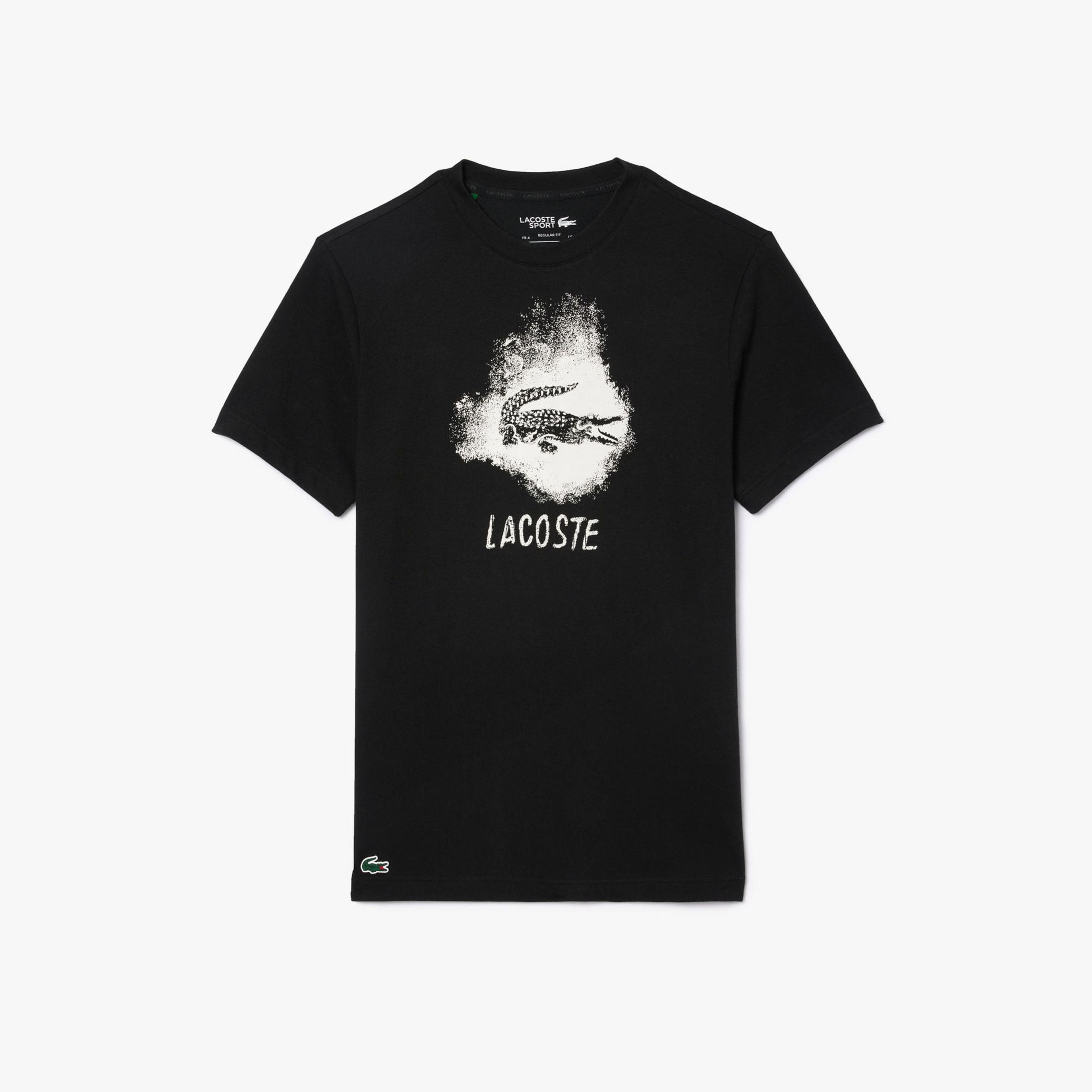 Lacoste Erkek Regular Fit Bisiklet Yaka Baskılı Siyah T-Shirt