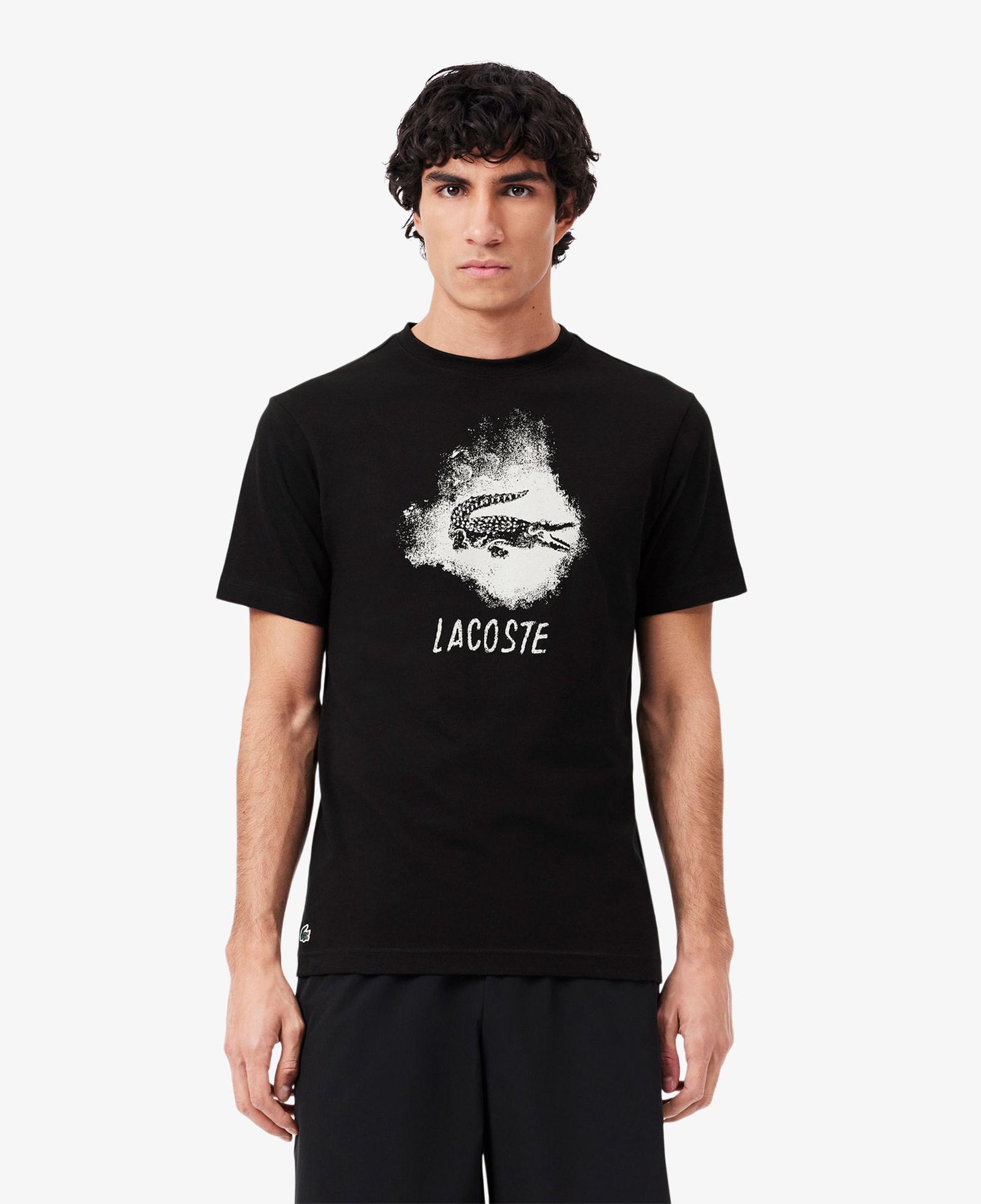 Lacoste Erkek Regular Fit Bisiklet Yaka Baskılı Siyah T-Shirt