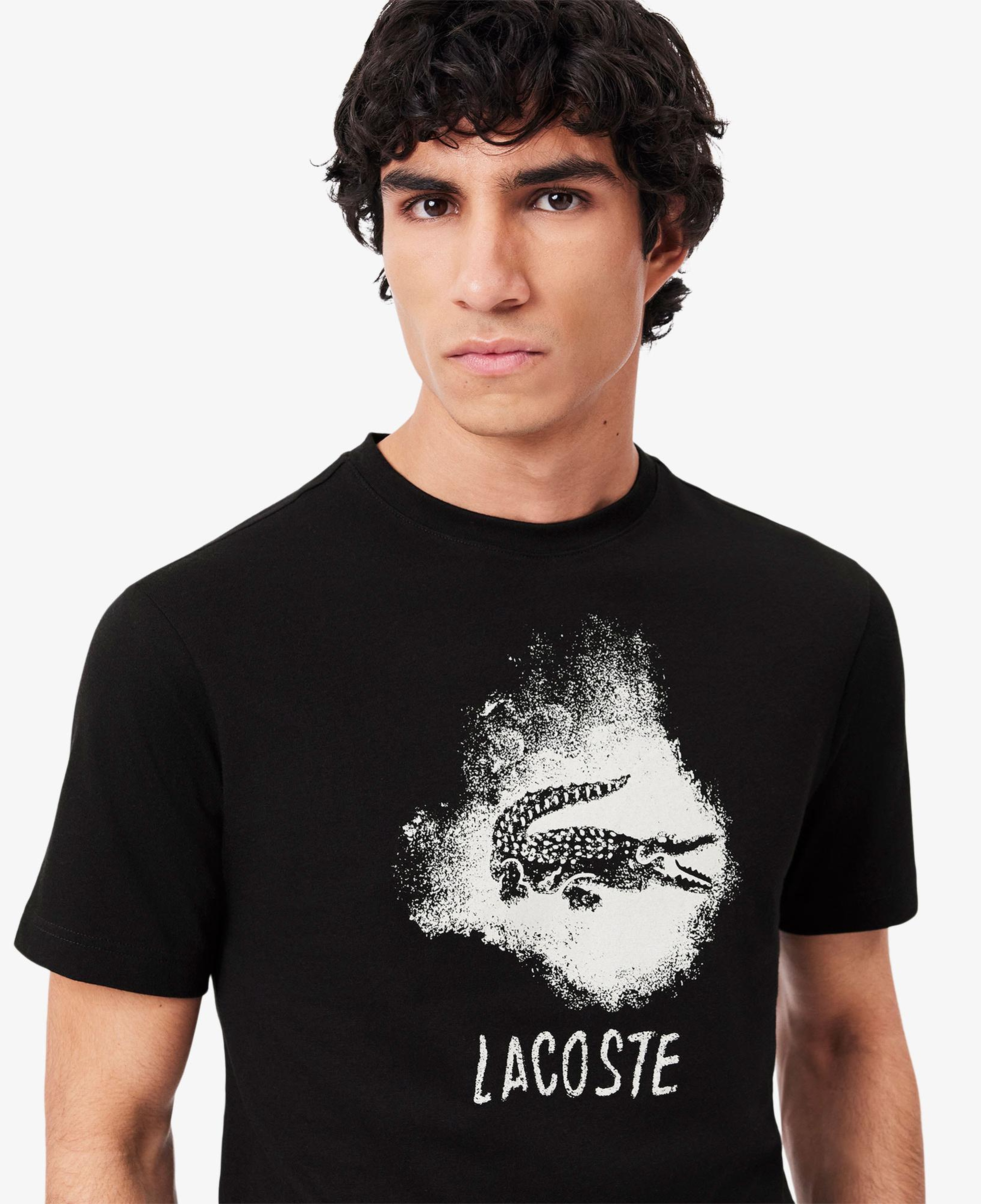 Lacoste Erkek Regular Fit Bisiklet Yaka Baskılı Siyah T-Shirt