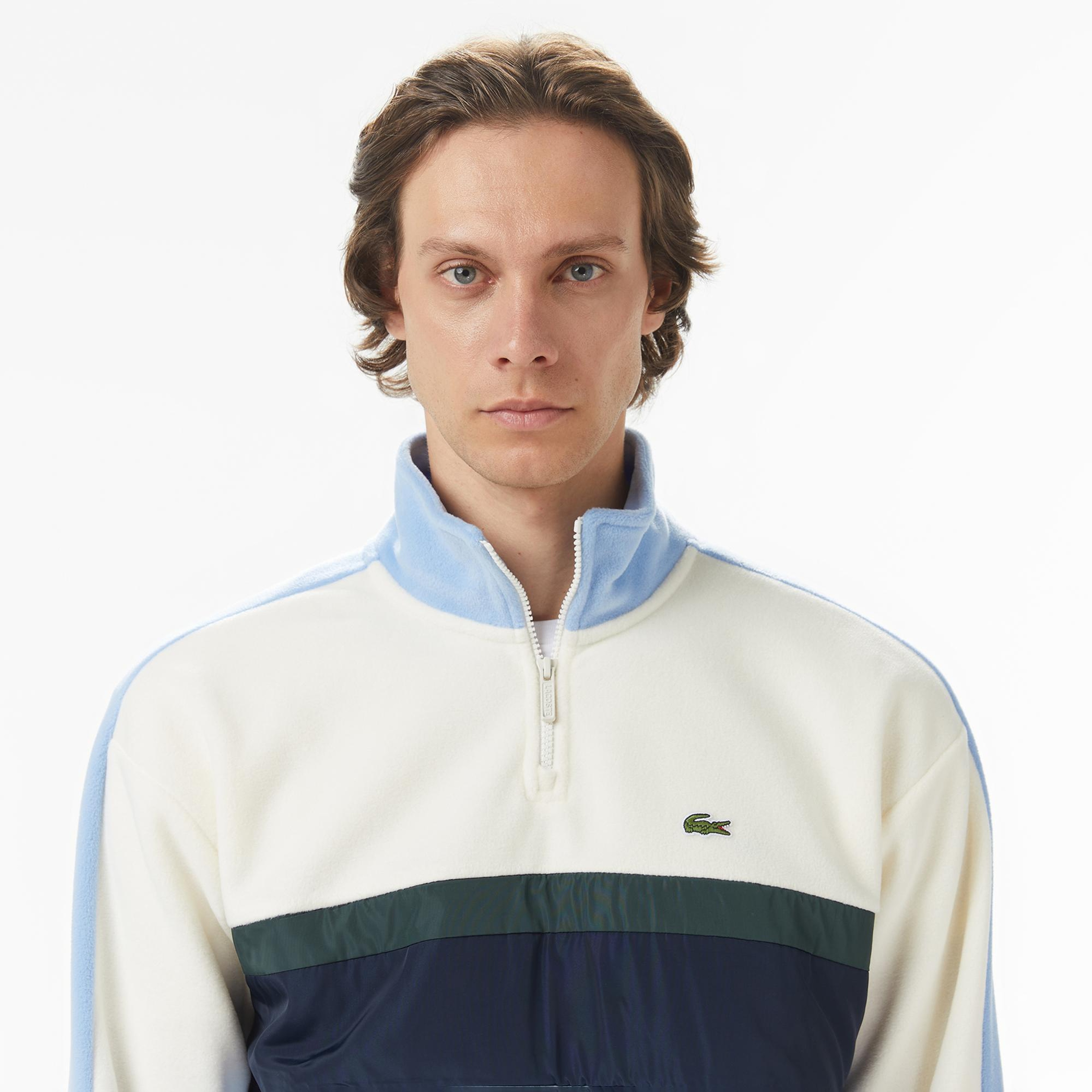 Lacoste Erkek Loose Fit Renk Bloklu Açık Mavi Sweatshirt