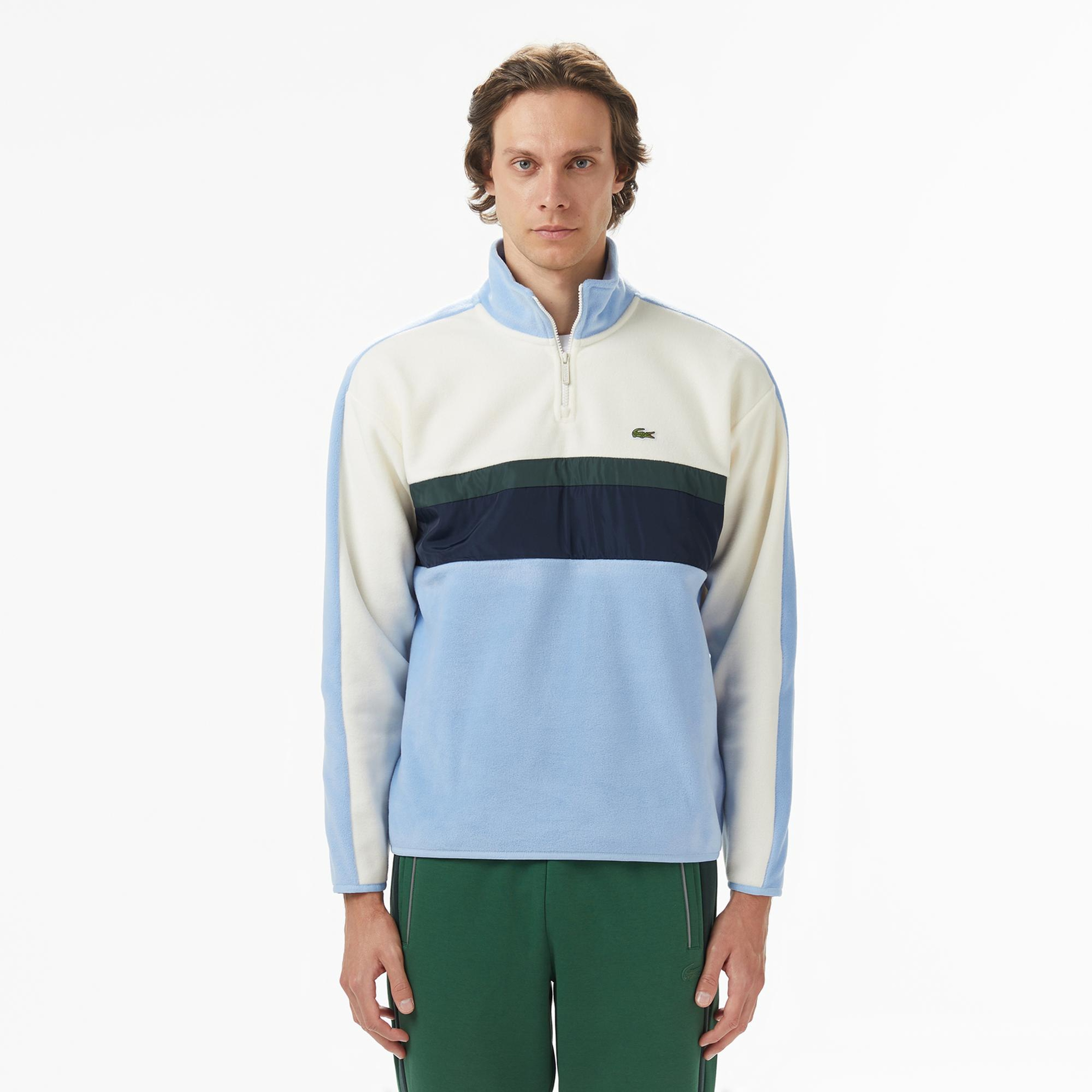 Lacoste Erkek Loose Fit Renk Bloklu Açık Mavi Sweatshirt