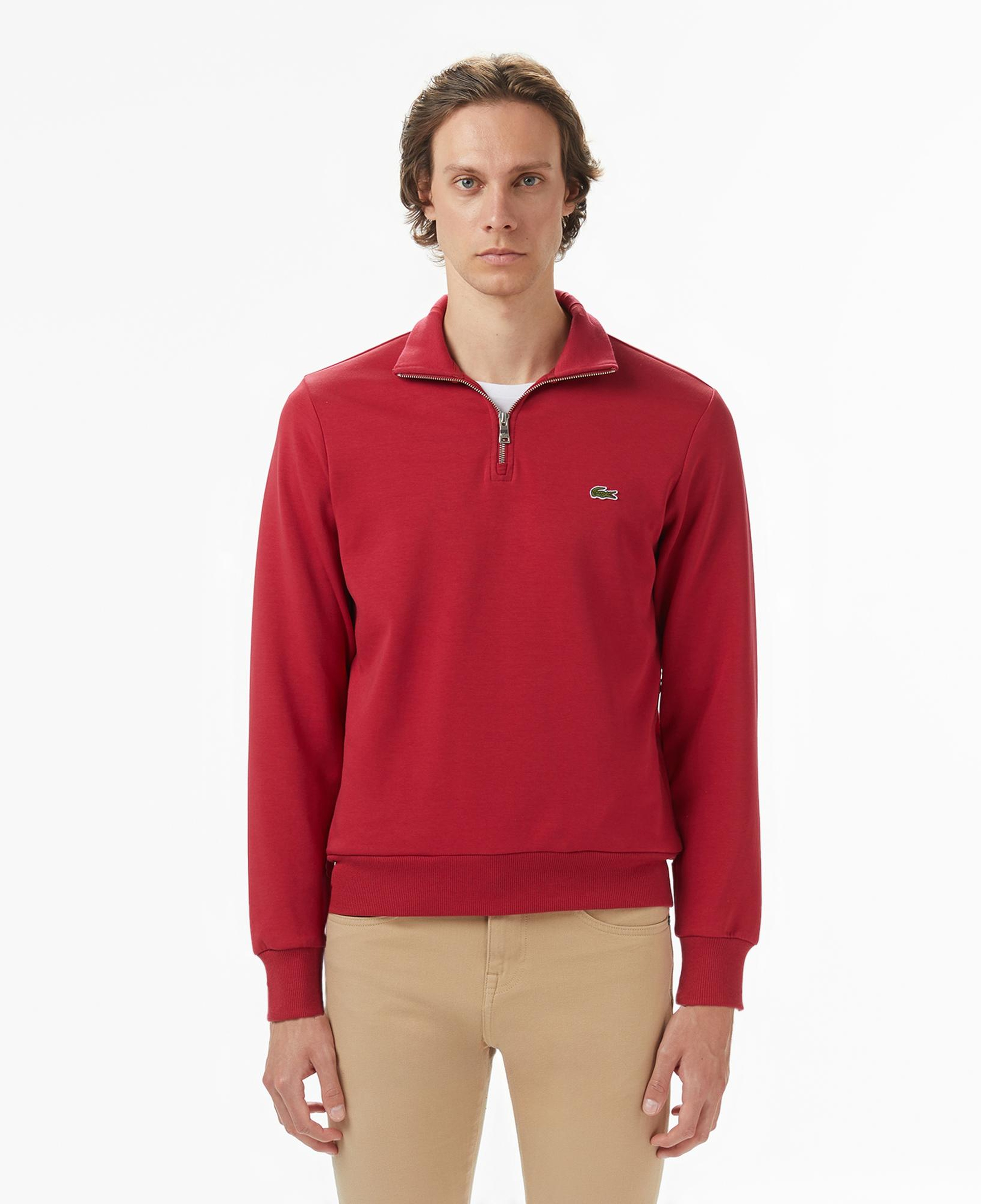 Lacoste Erkek Classic Fit Yarım Fermuarlı Bordo Sweatshirt