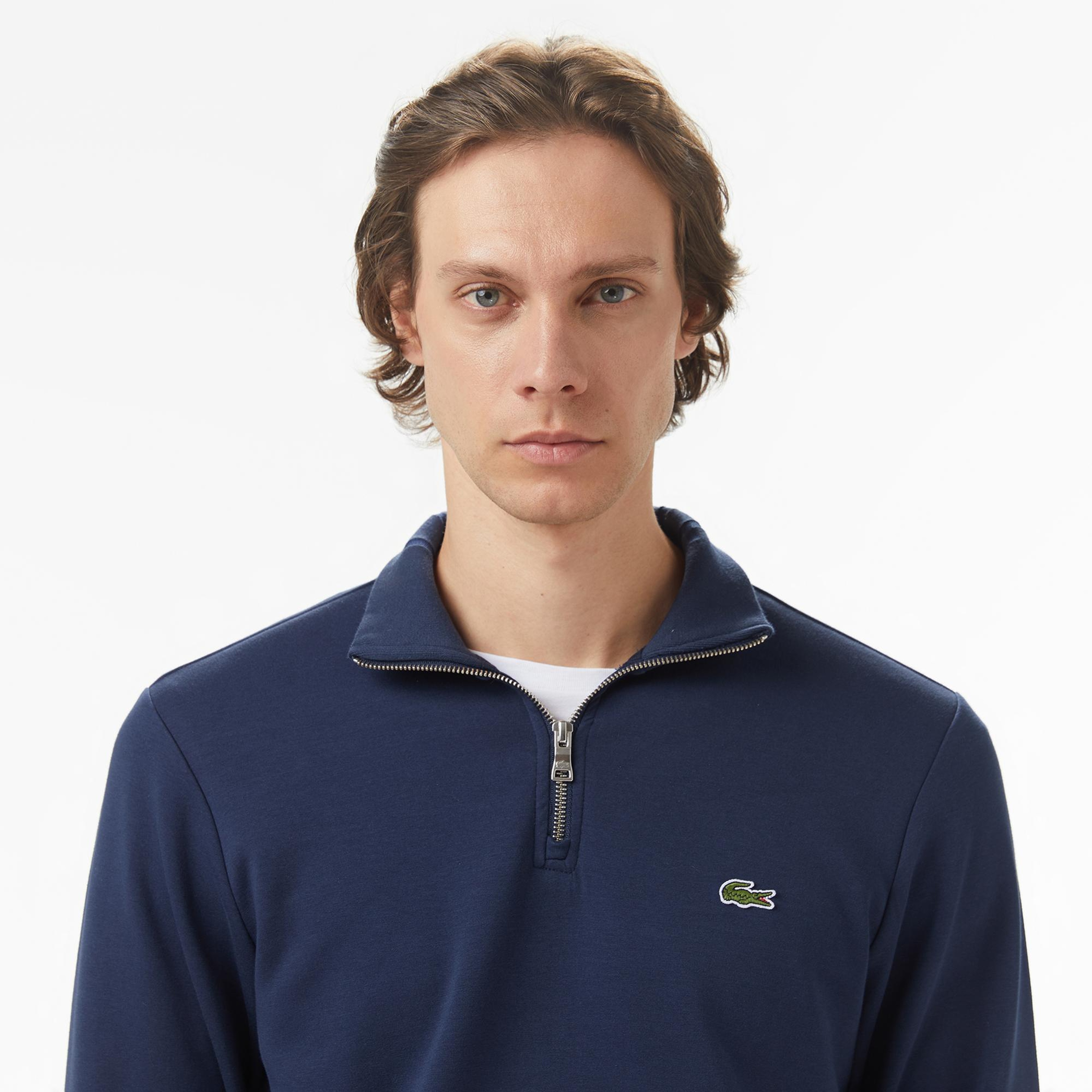 Lacoste Erkek Classic Fit Yarım Fermuarlı Lacivert Sweatshirt