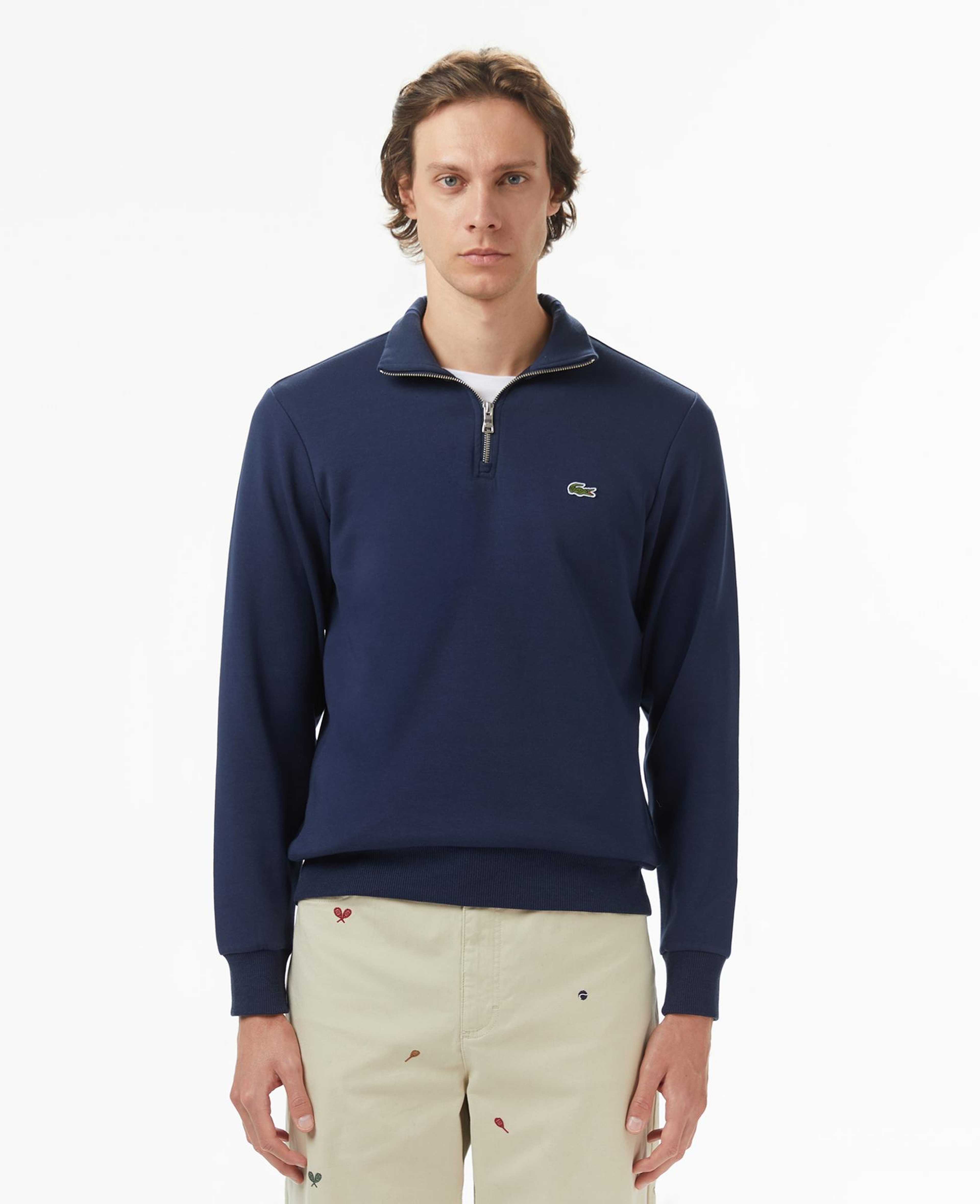 Lacoste Erkek Classic Fit Yarım Fermuarlı Lacivert Sweatshirt