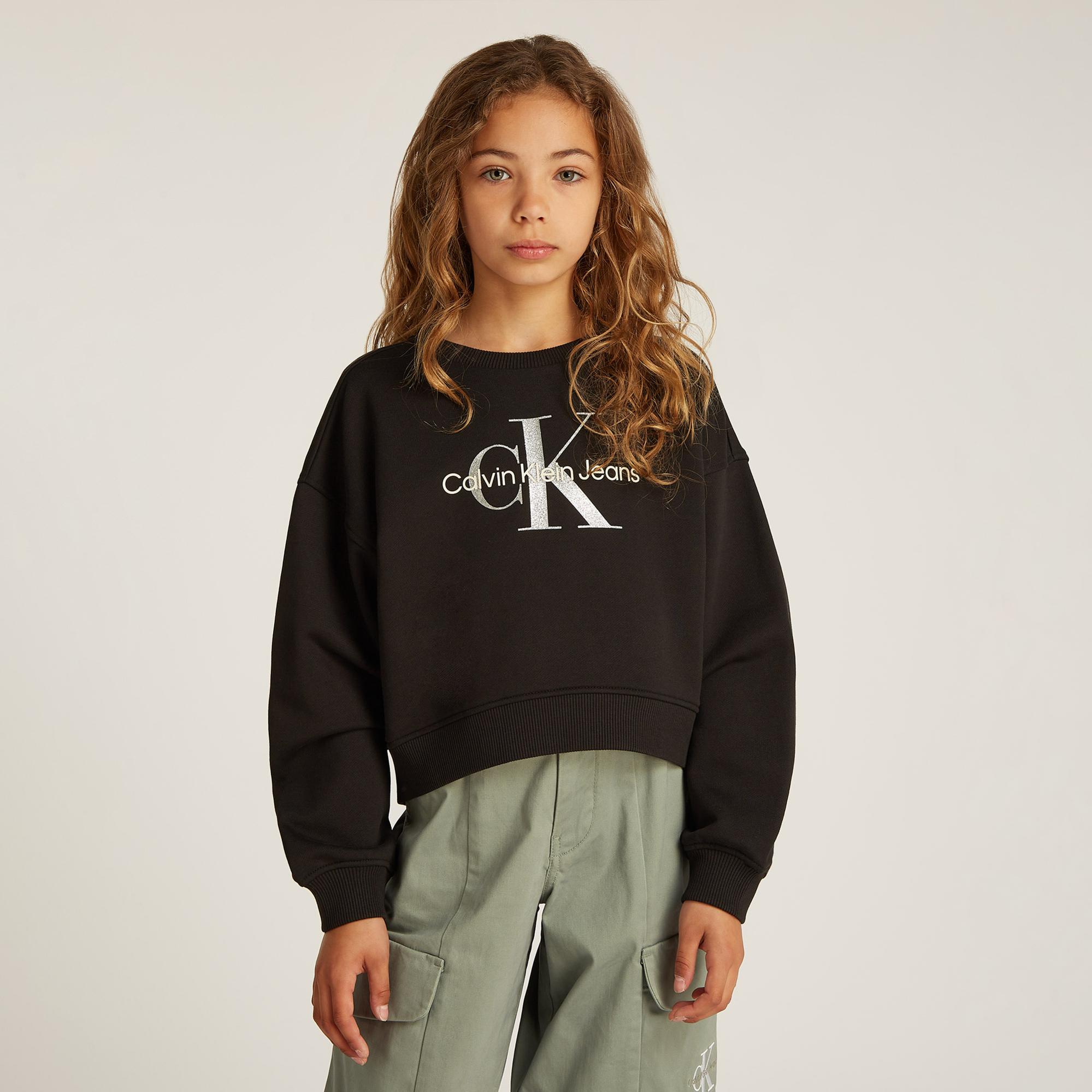 Calvin Klein Glitter Monologo Çocuk Siyah Sweatshirt