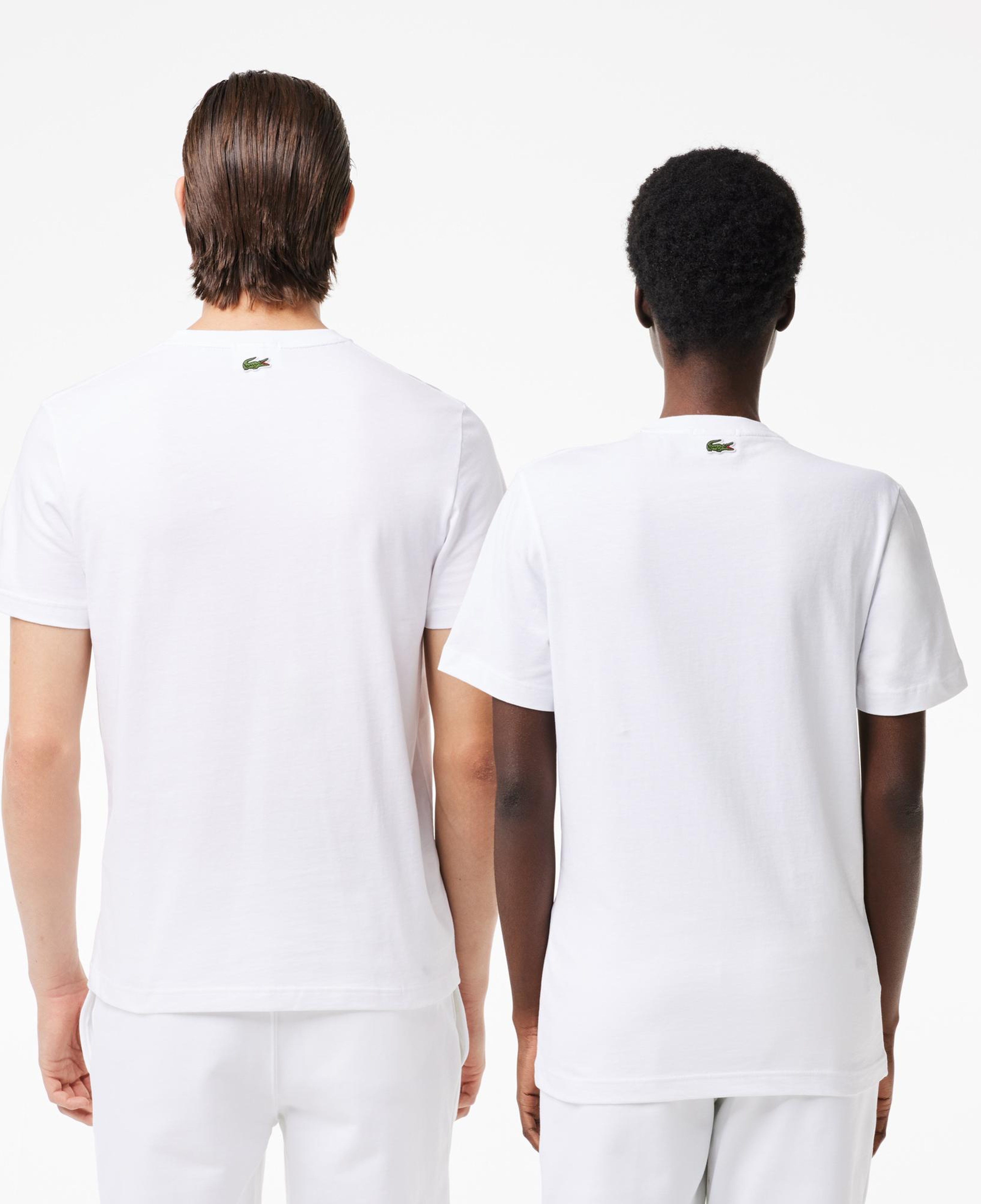 Lacoste Unisex Regular Fit Bisiklet Yaka Baskılı Beyaz T-Shirt