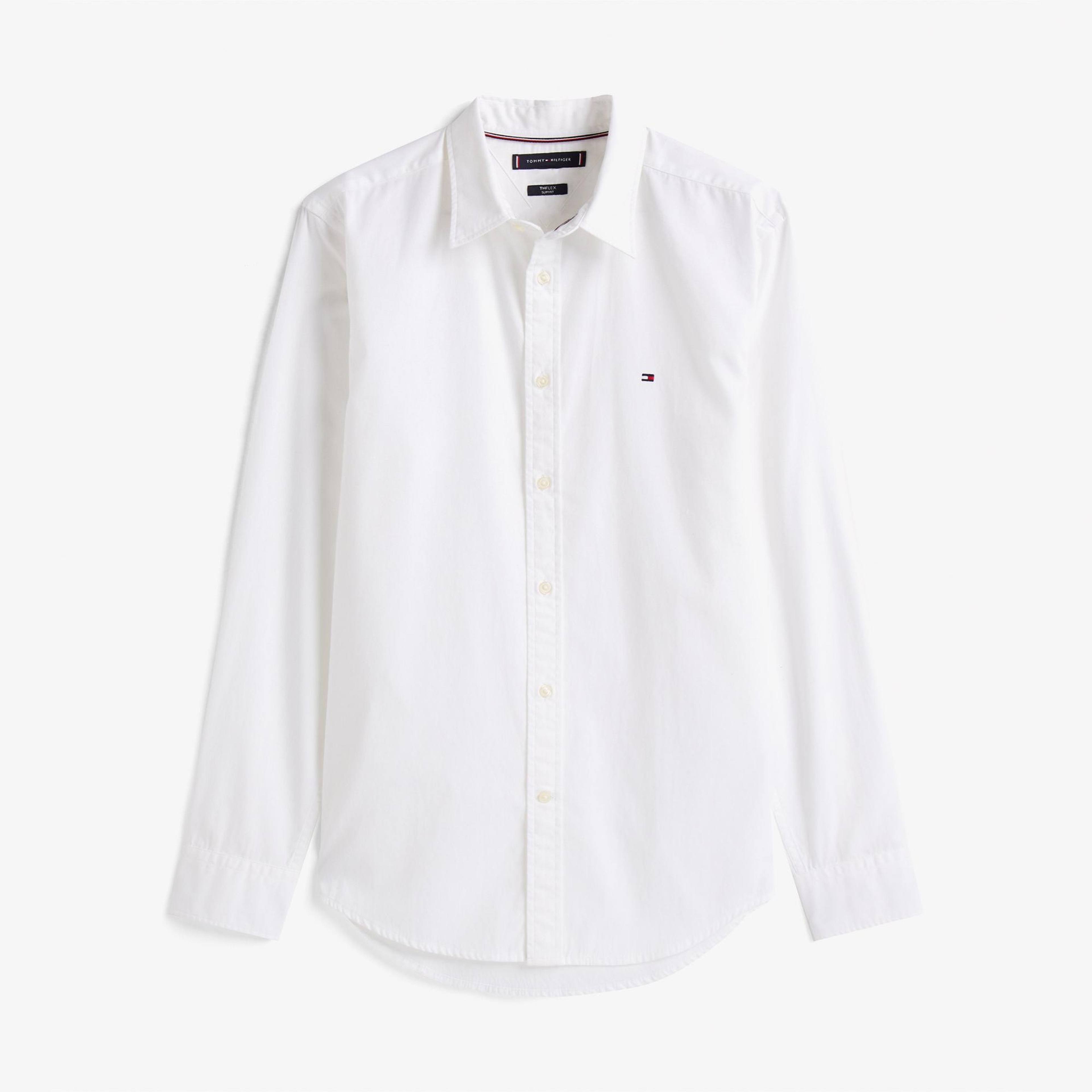 Tommy Hilfiger Flex Poplin Kent Collar Erkek Beyaz Gömlek