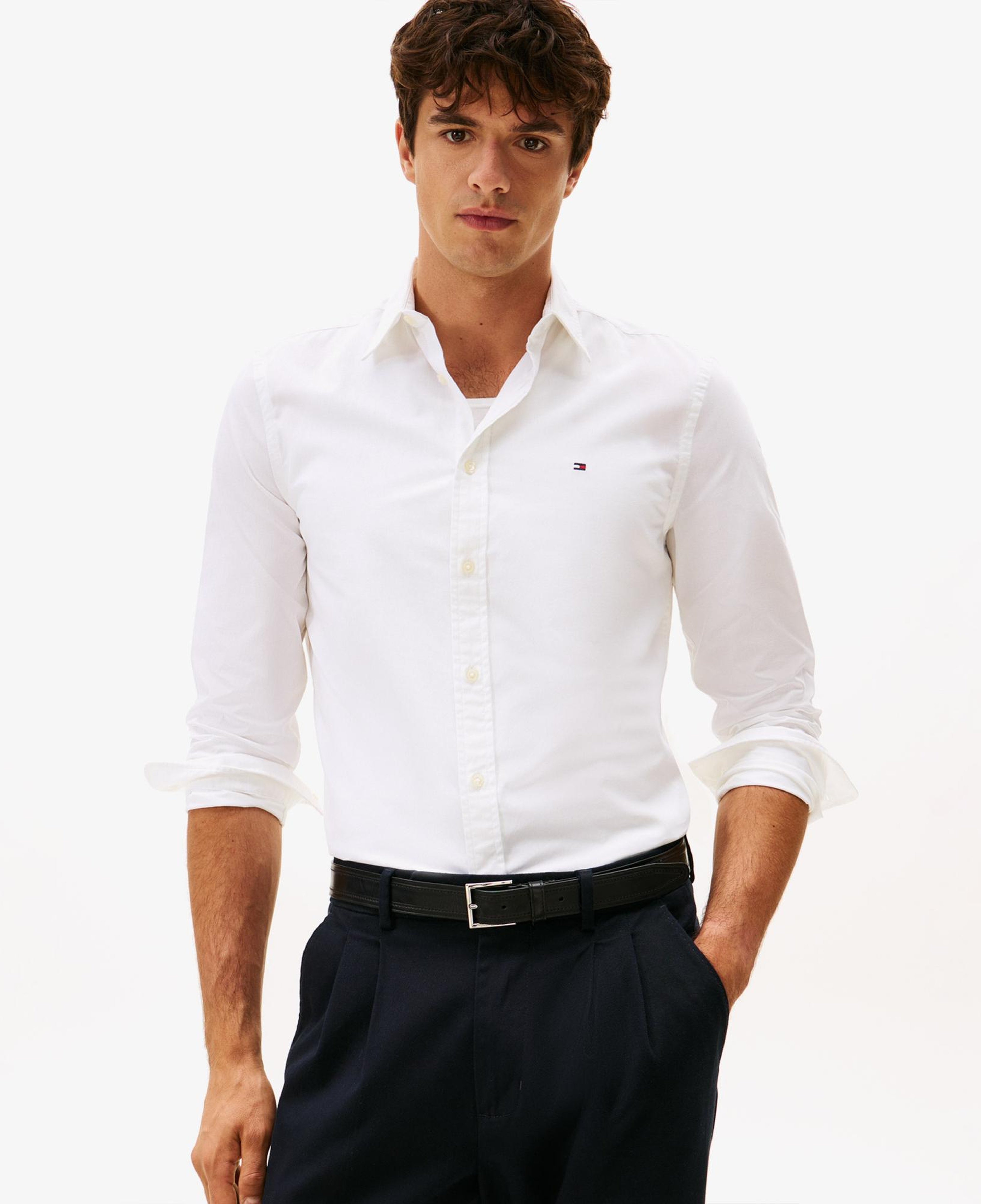 Tommy Hilfiger Flex Poplin Kent Collar Erkek Beyaz Gömlek