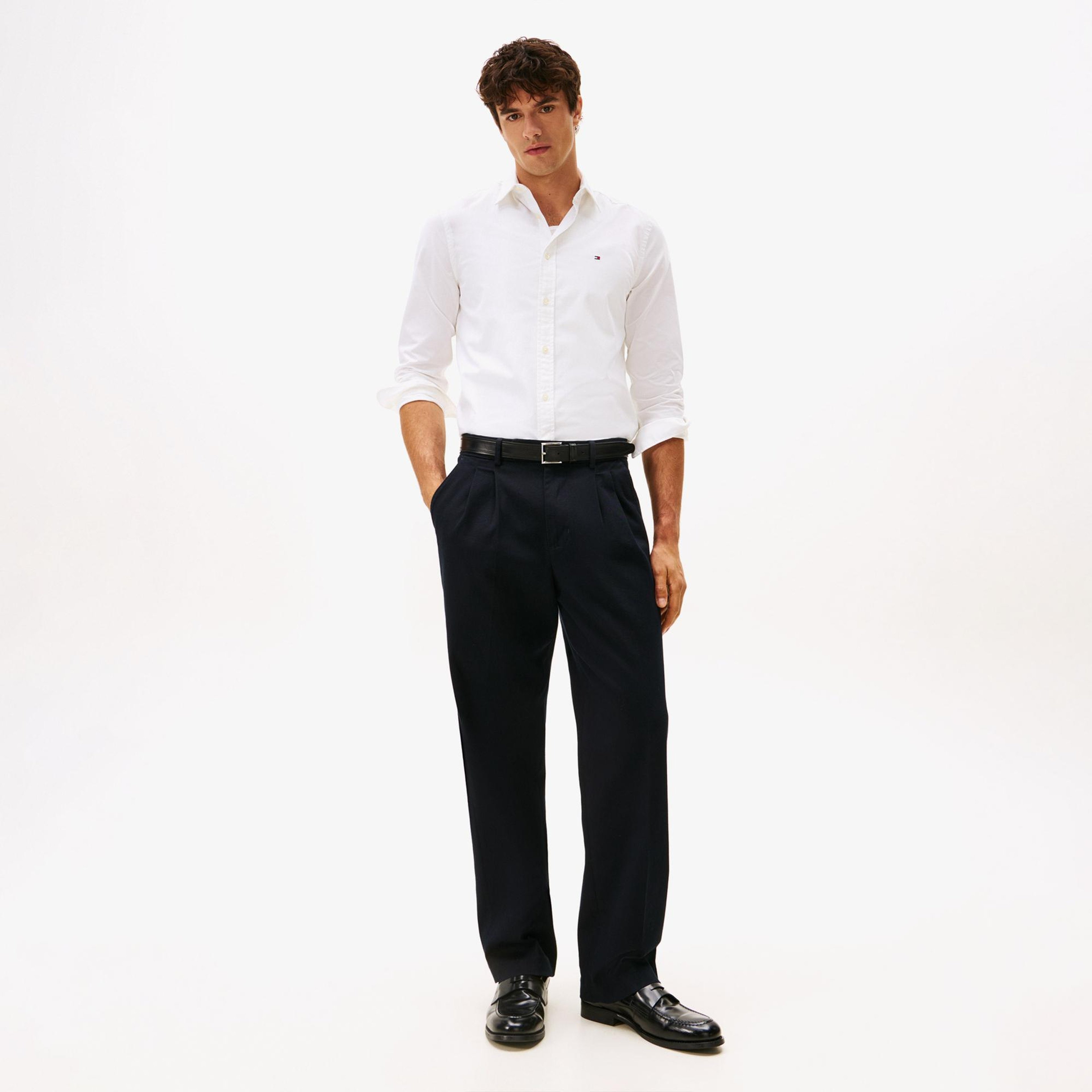 Tommy Hilfiger Flex Poplin Kent Collar Erkek Beyaz Gömlek